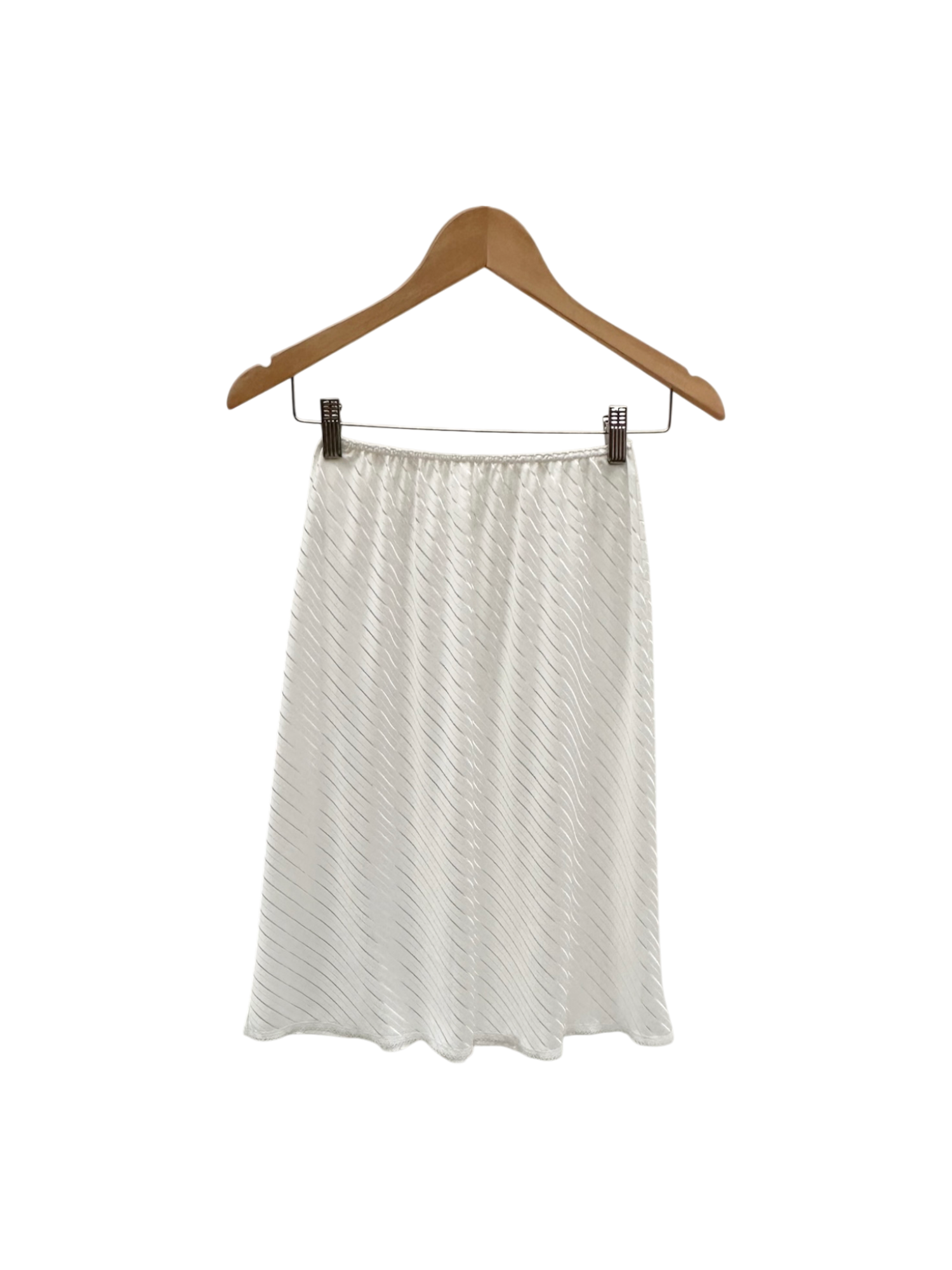 Vintage 90s Dainty Striped Ivory Midi Skirt (XS/S)