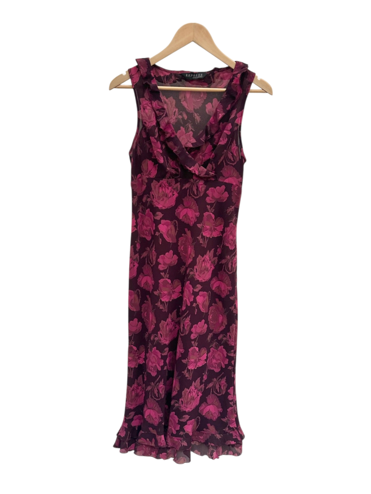 Vintage 90s Ruffled Floral Midi Dress (M)