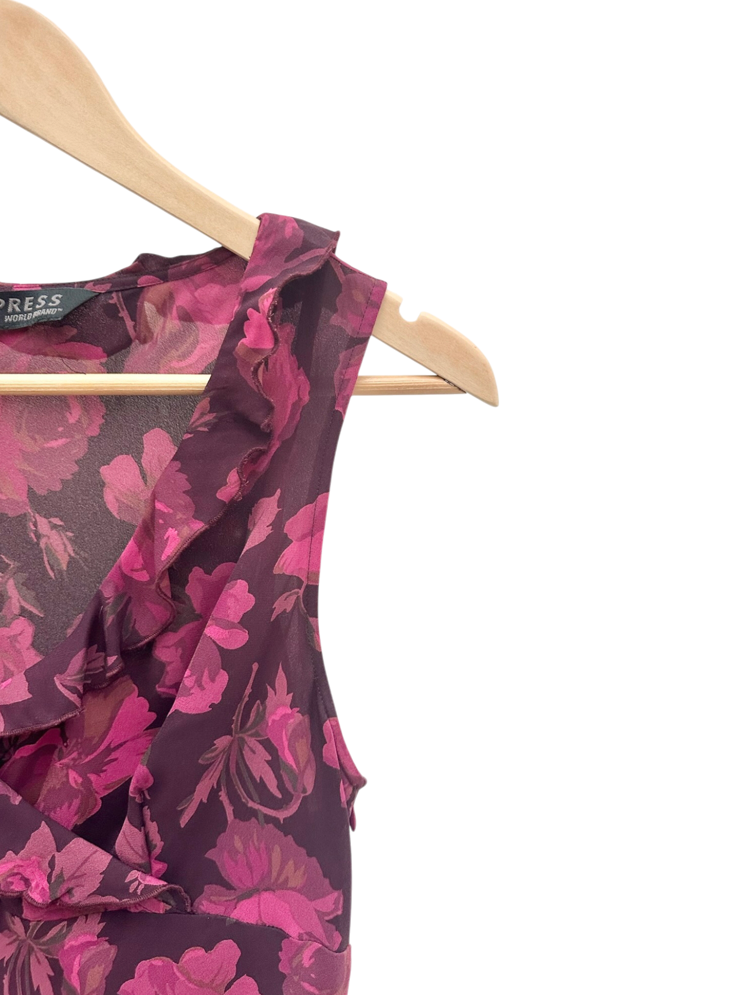 Vintage 90s Ruffled Floral Midi Dress (M)