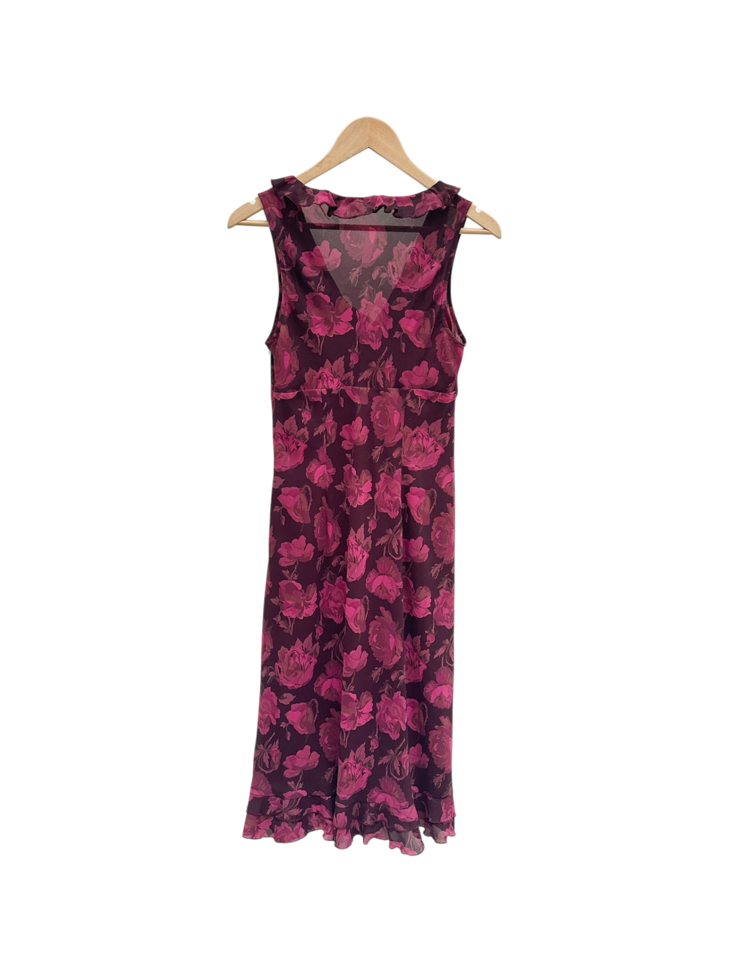 Vintage 90s Ruffled Floral Midi Dress (M)