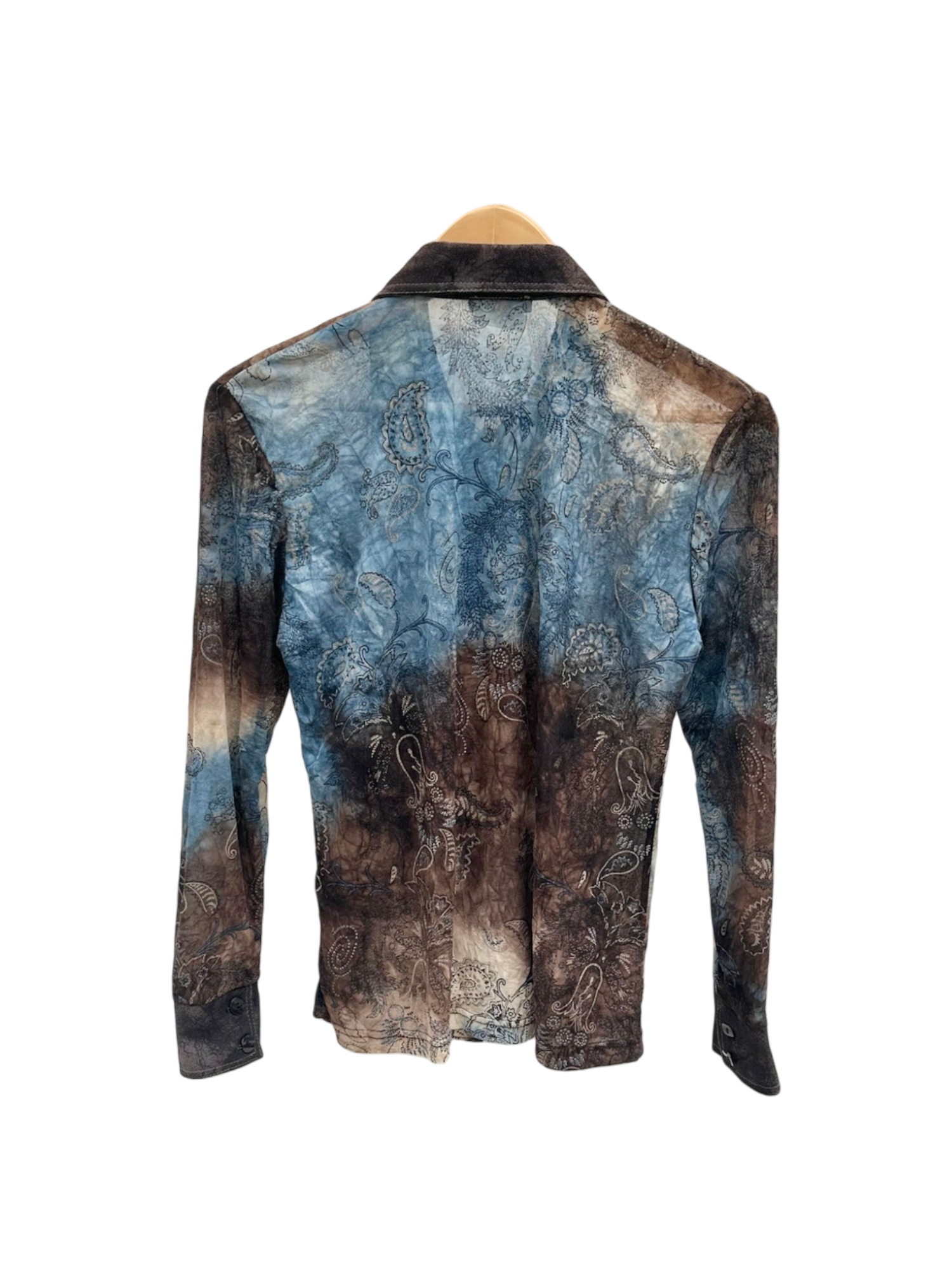 Vintage 90s Sheer Textured Contrast Boho Zip Up (M)