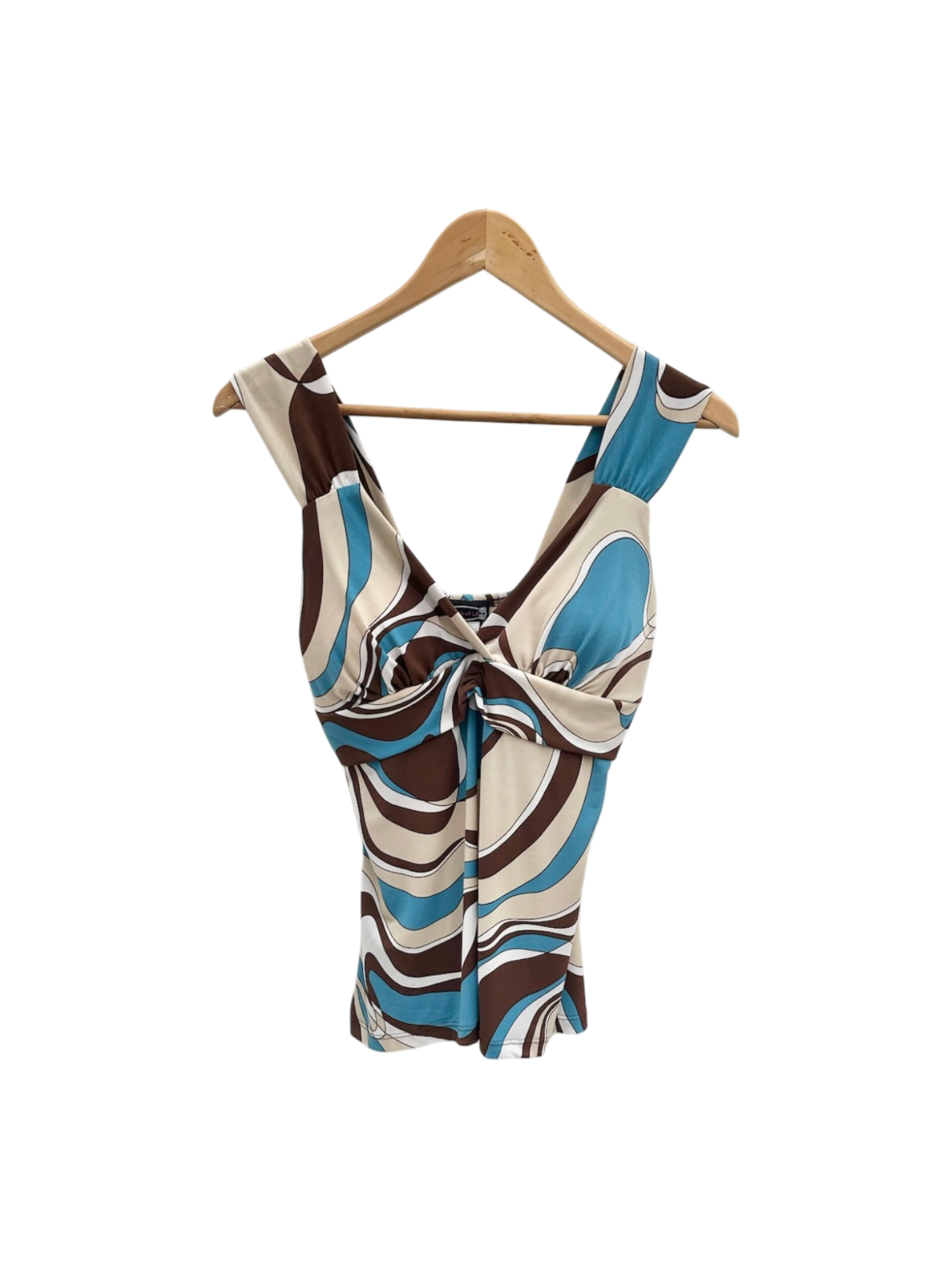 Vintage 90s Retro Swirl Ruched Tank (M)