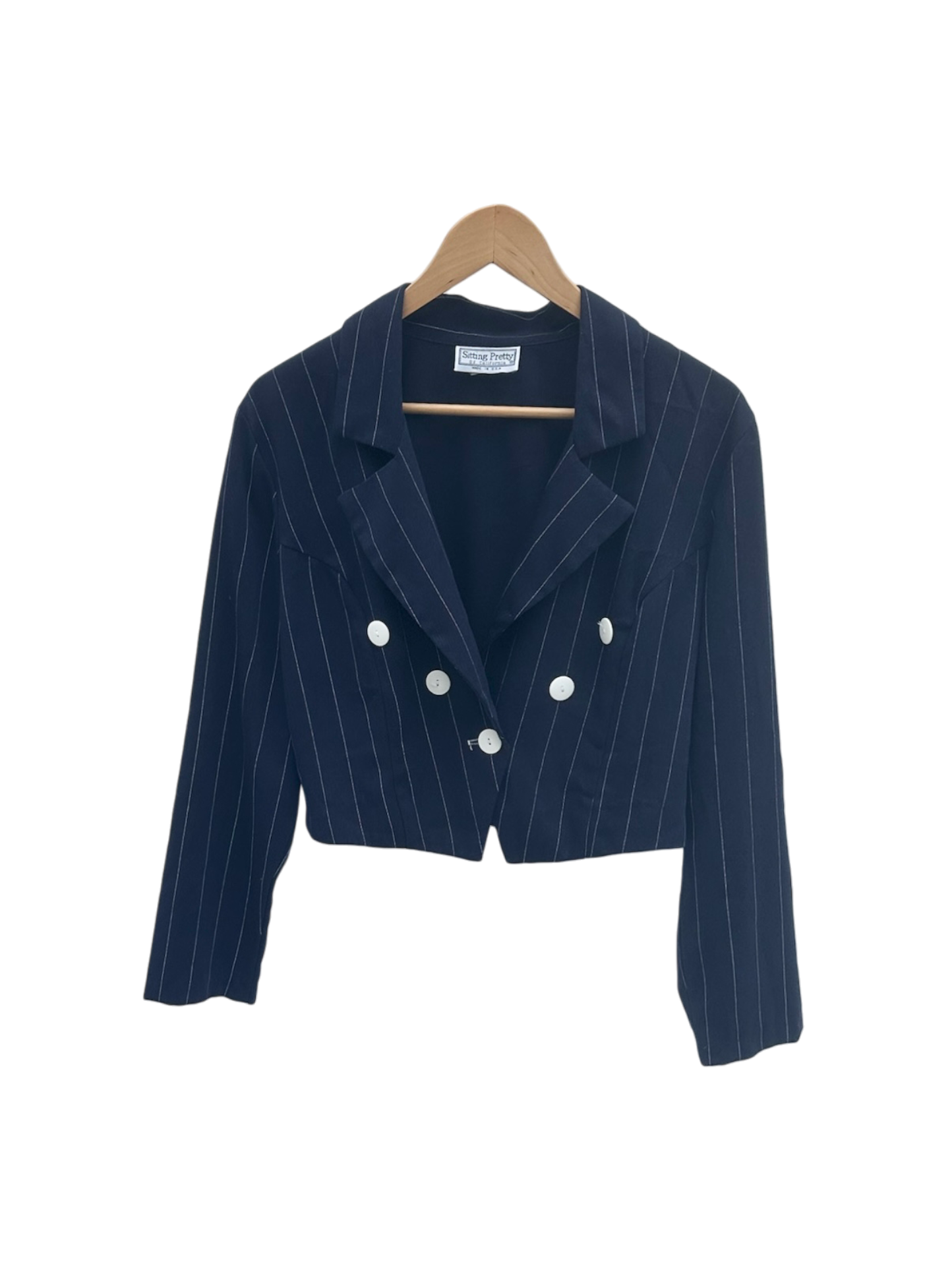 Vintage 90s Cropped Pinstriped Blazer (M)