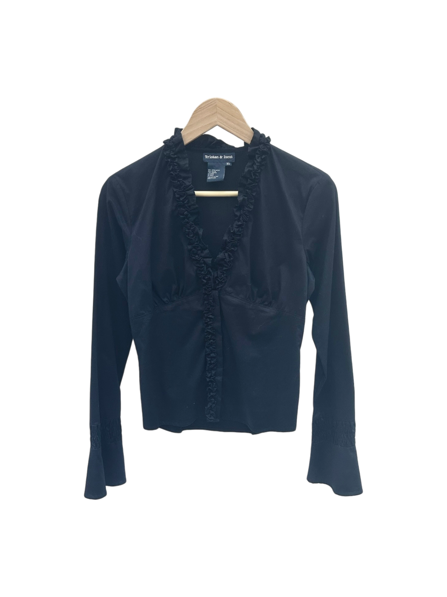 Vintage Dainty Ruffled Fitted Poet Blouse (S)