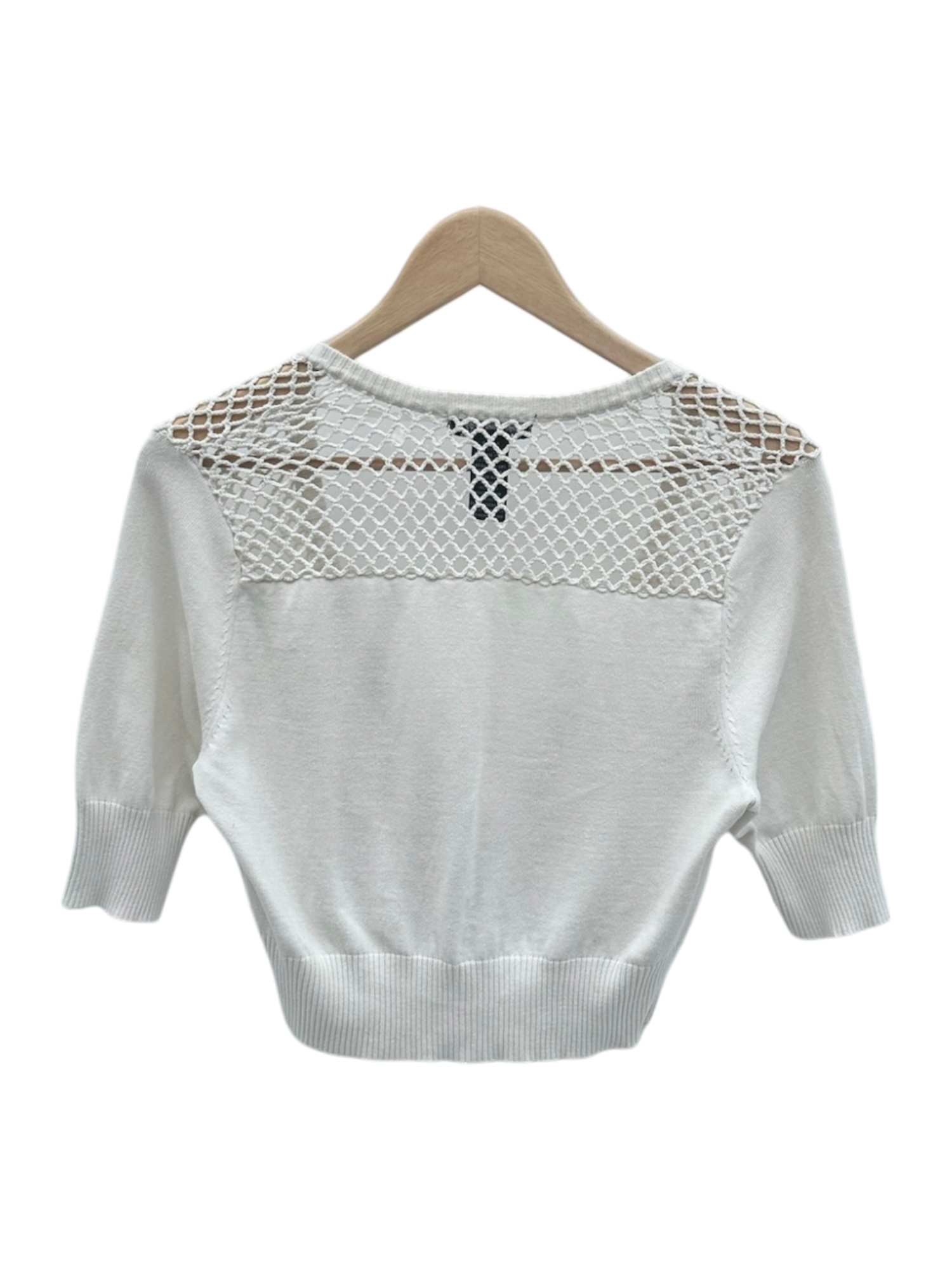 Vintage 90s Crochet Cropped Ivory Knit (M)