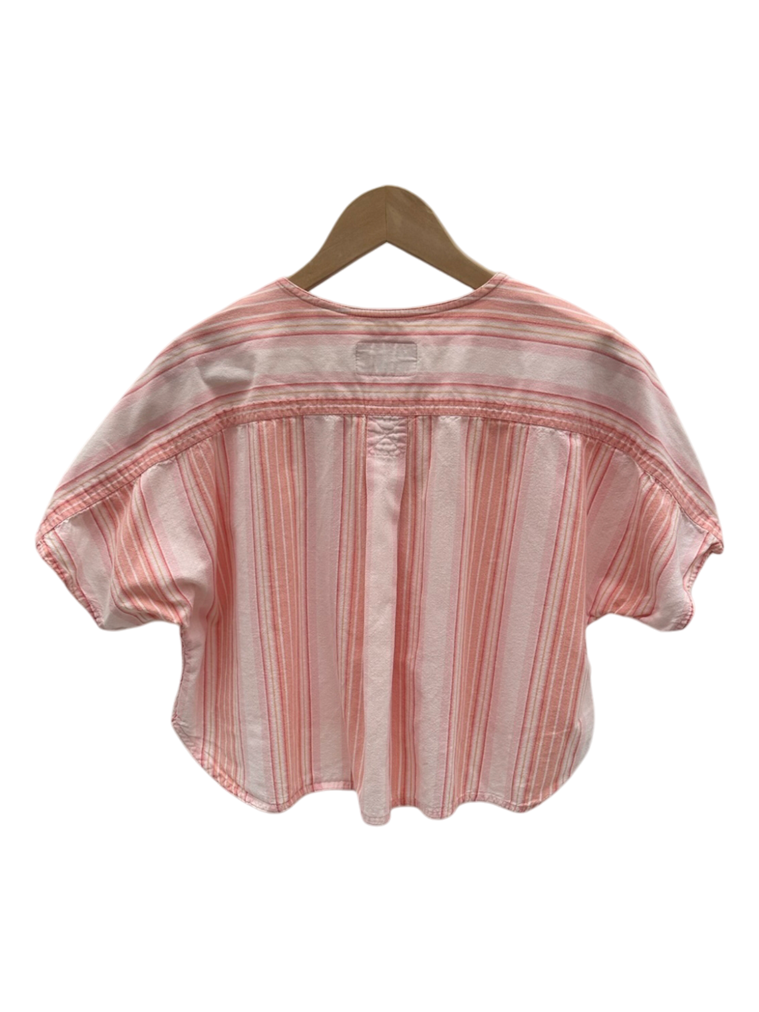 Vintage 90s Cropped Cotton Peachy Striped Short Sleeve (S/M)