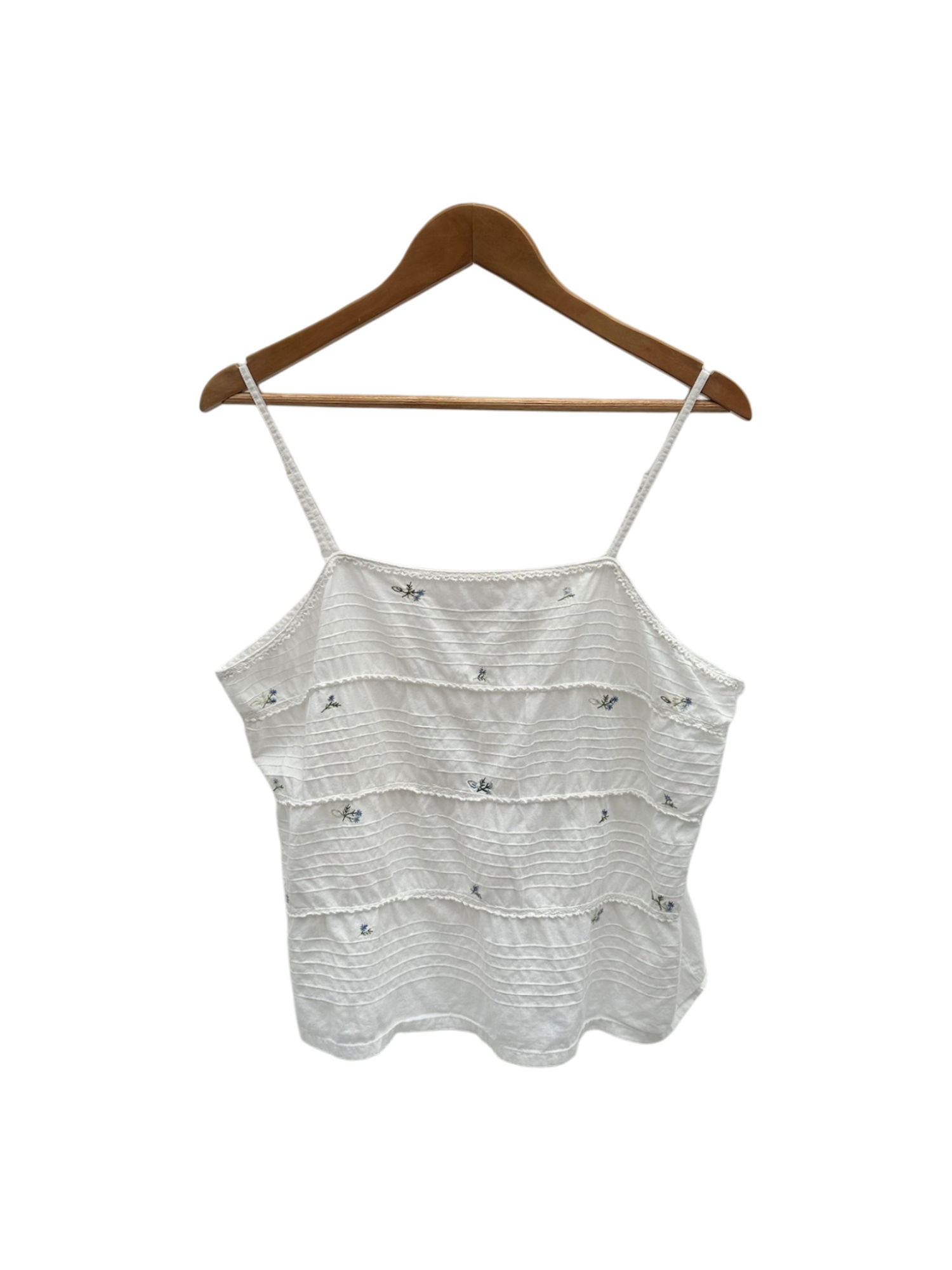 Vintage 90s Floral Embroidered Cotton Cami (L)