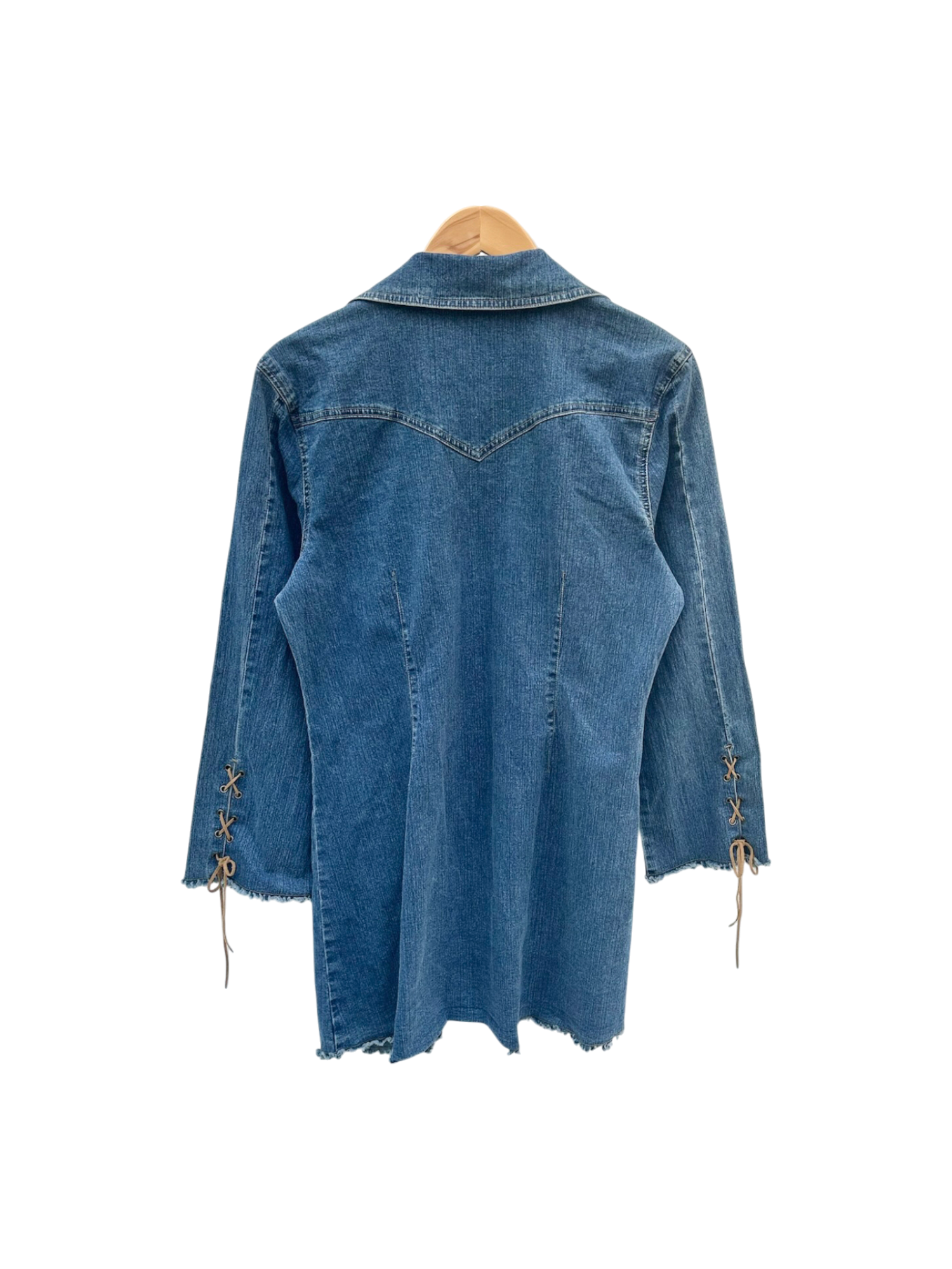 Vintage 90s Boho Lace Up Denim Jacket (M)