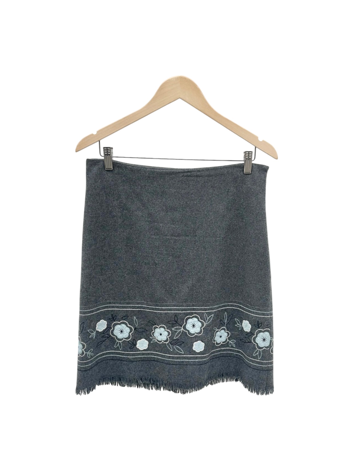 Vintage Y2K Floral Fringe Knit Midi Skirt (M)