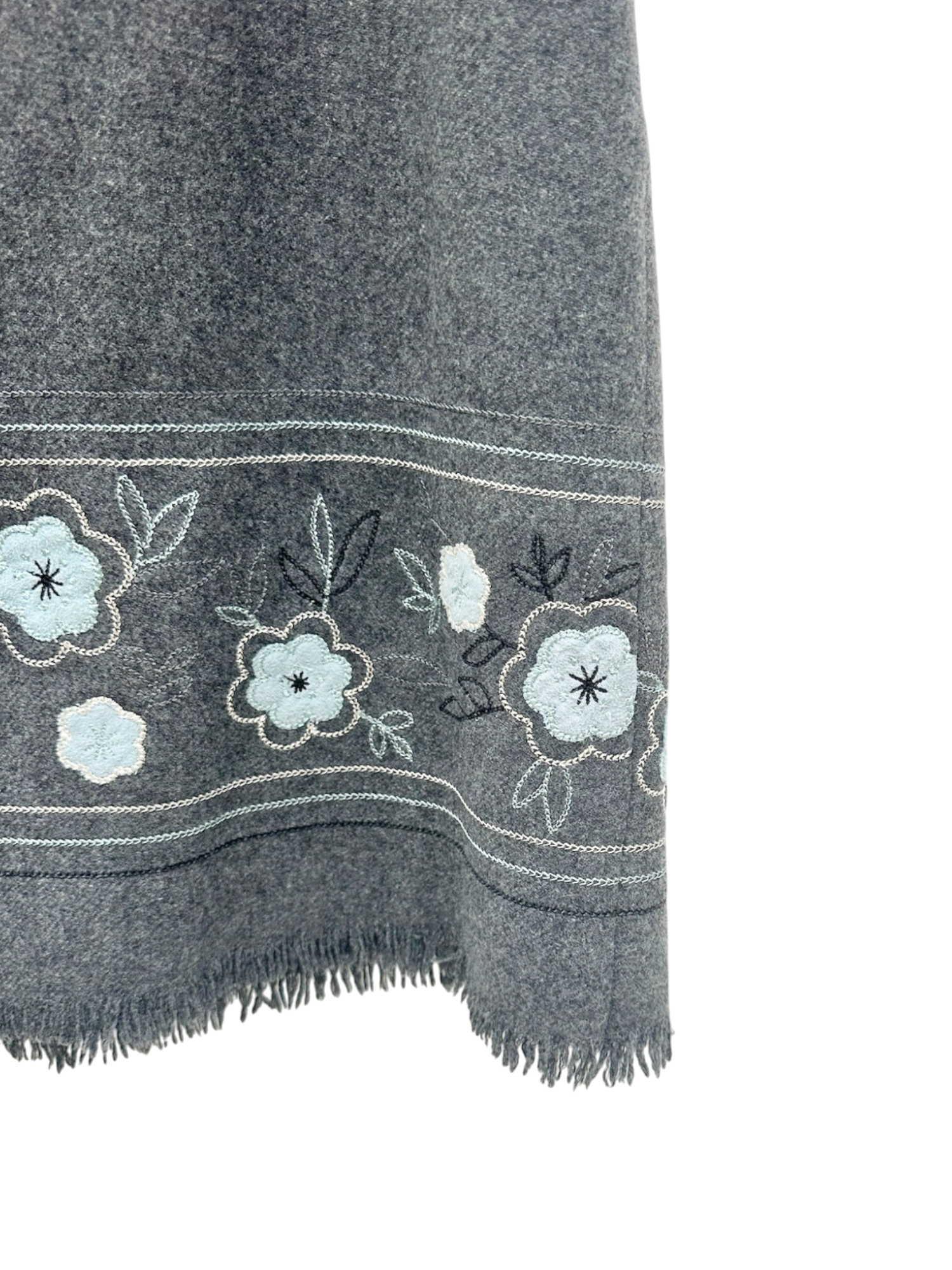 Vintage Y2K Floral Fringe Knit Midi Skirt (M)