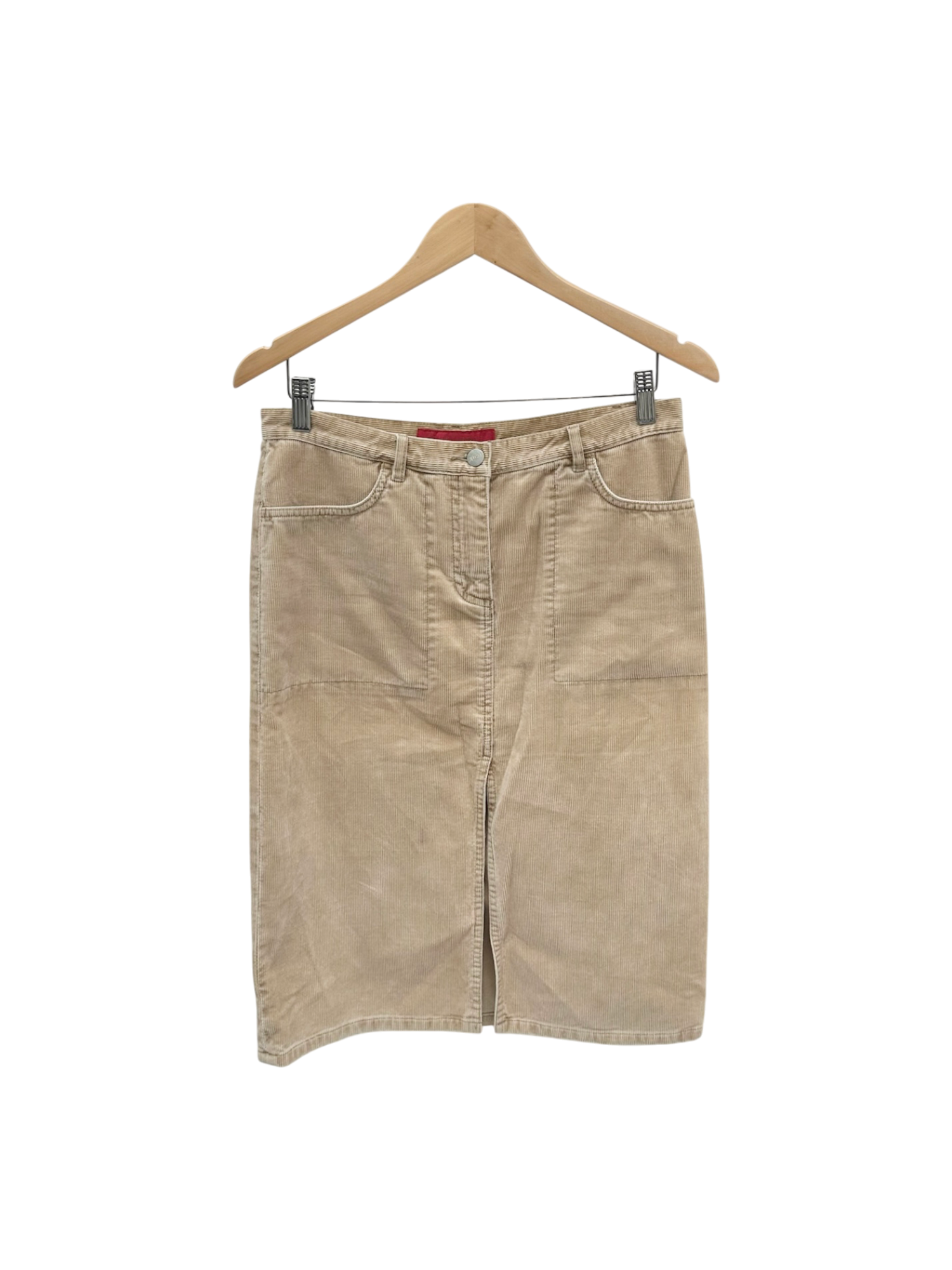 Vintage 90s Tan Corduroy Midi Skirt (M)