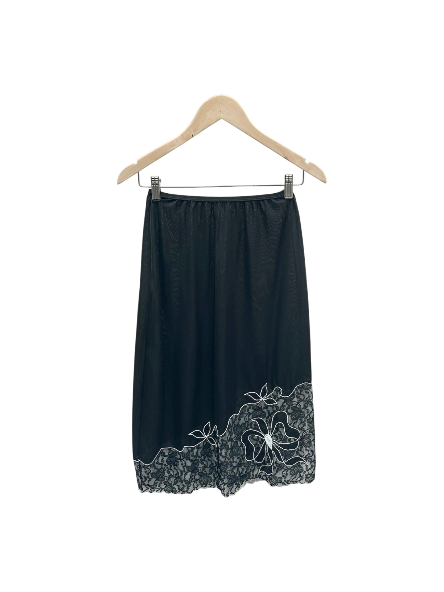 Vintage 80s Asymmetrical Floral Cutout Slip Skirt (S)