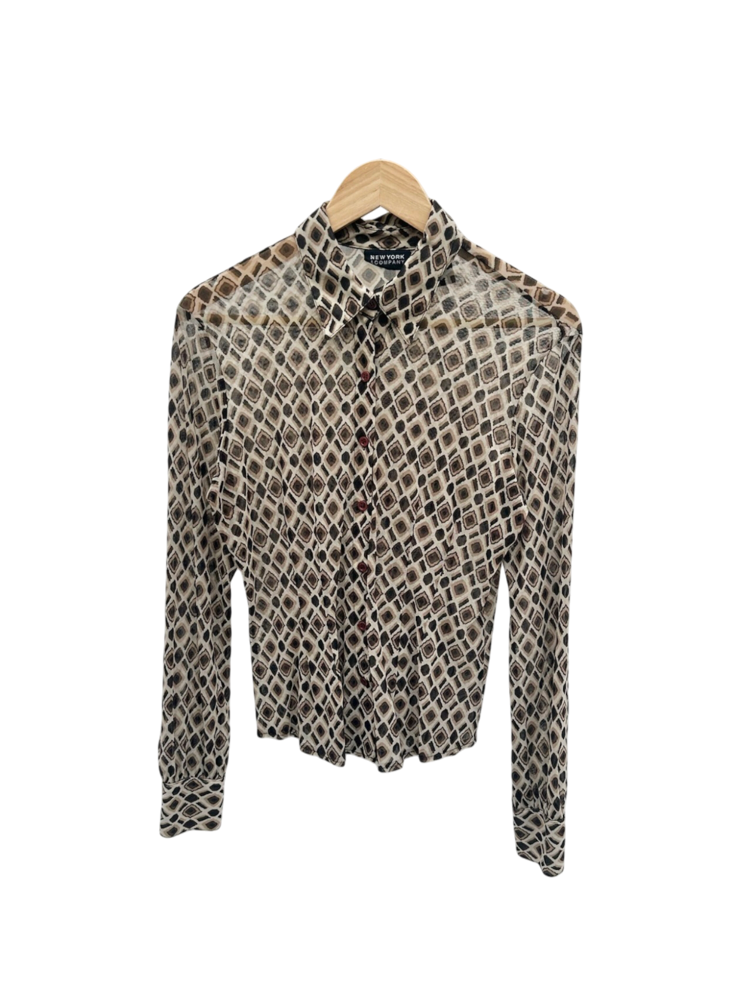 Vintage 90s Sheer Geometric Button Up Knit (M)