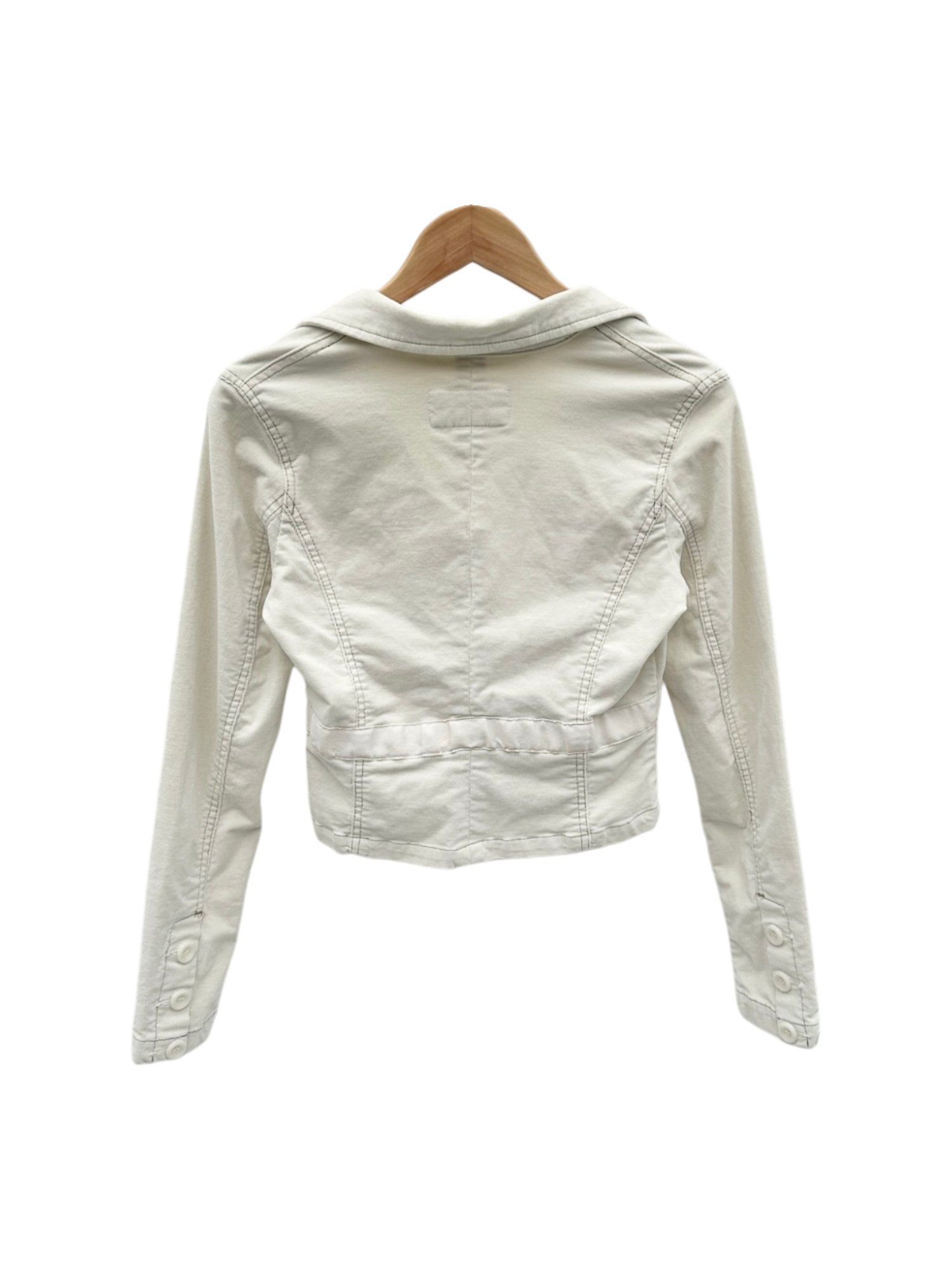 Vintage 90s Ivory Corduroy Tie Knit Jacket (S/M)