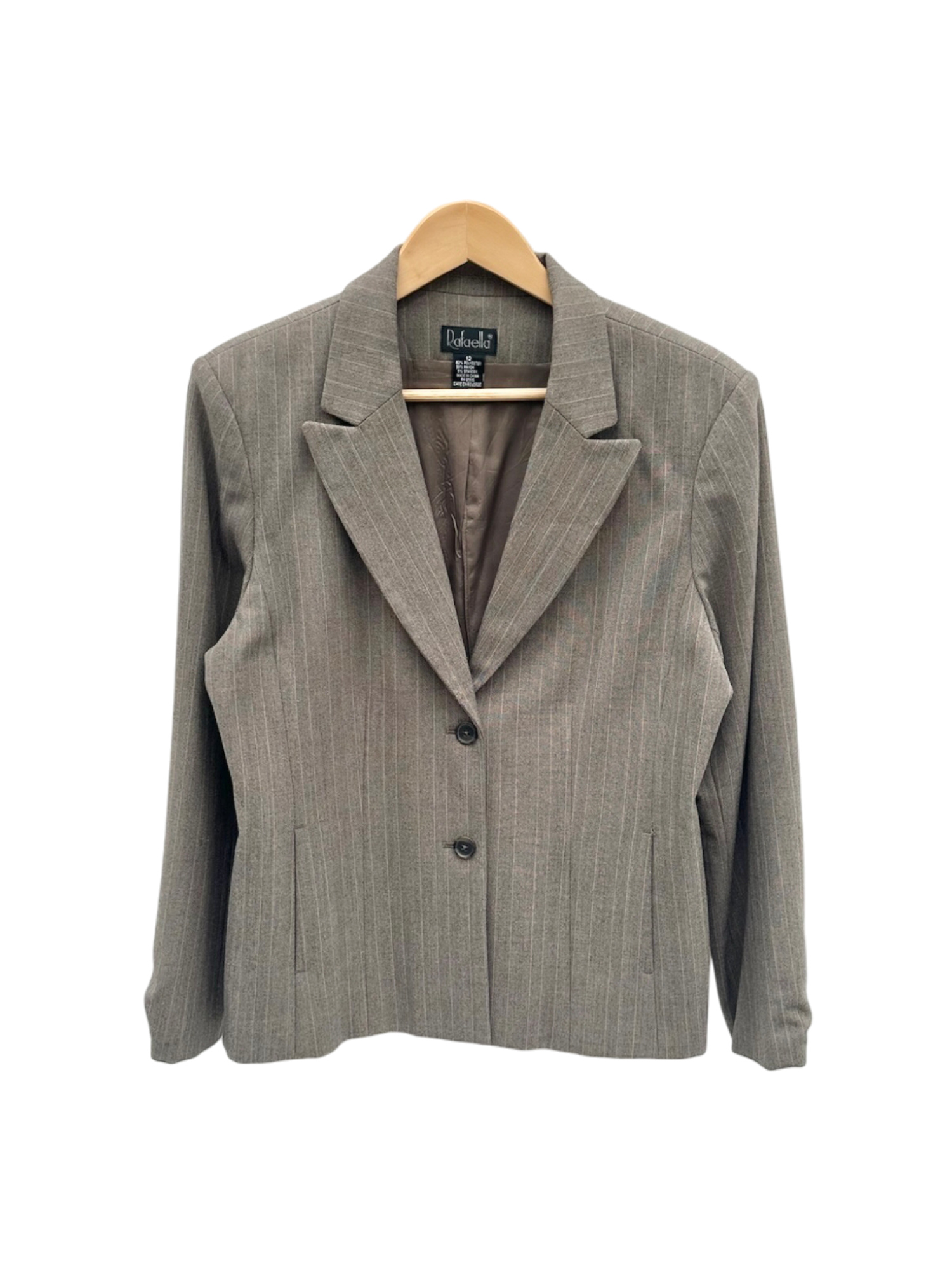 Vintage 90s Retro Taupe Pinstriped Blazer (M)