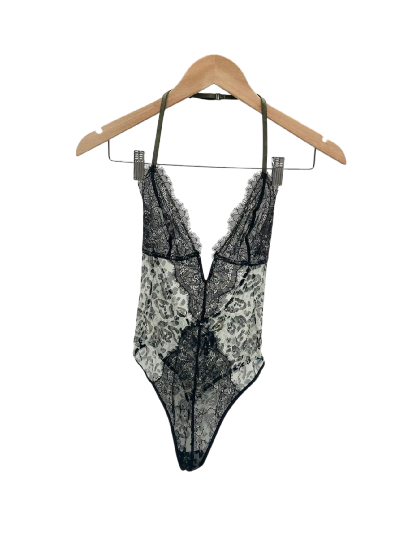 Vintage Y2K Green Lace Bodysuit (S)