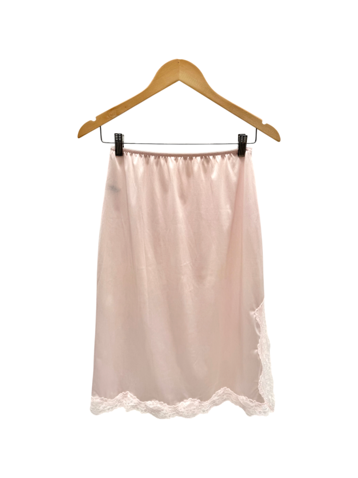 Vintage 90s Pale Pink Lace Slip Skirt (S)