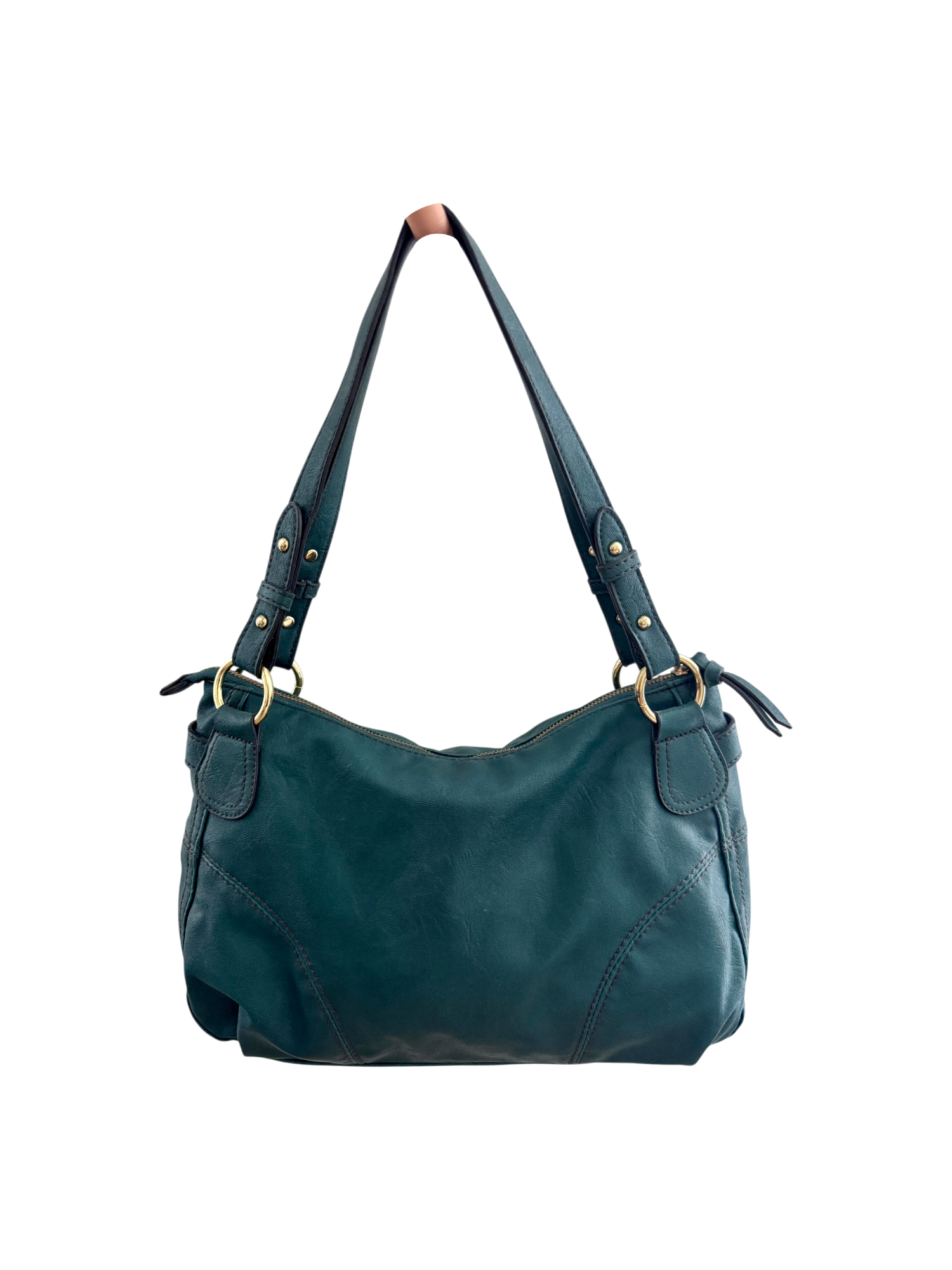 Vintage 90s Teal Leather Shoulder Purse