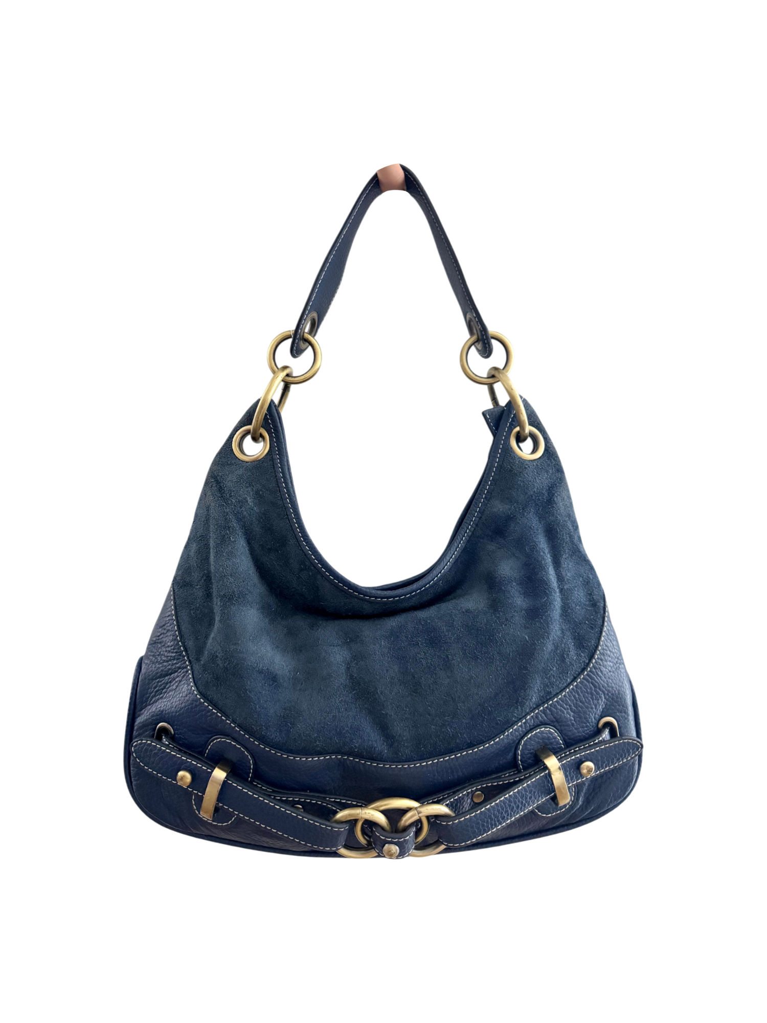 Vintage 90s Navy Leather Buckle Purse