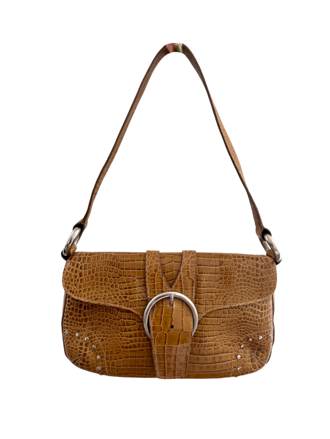 Vintage 90s Leather Buckle Textured Purse