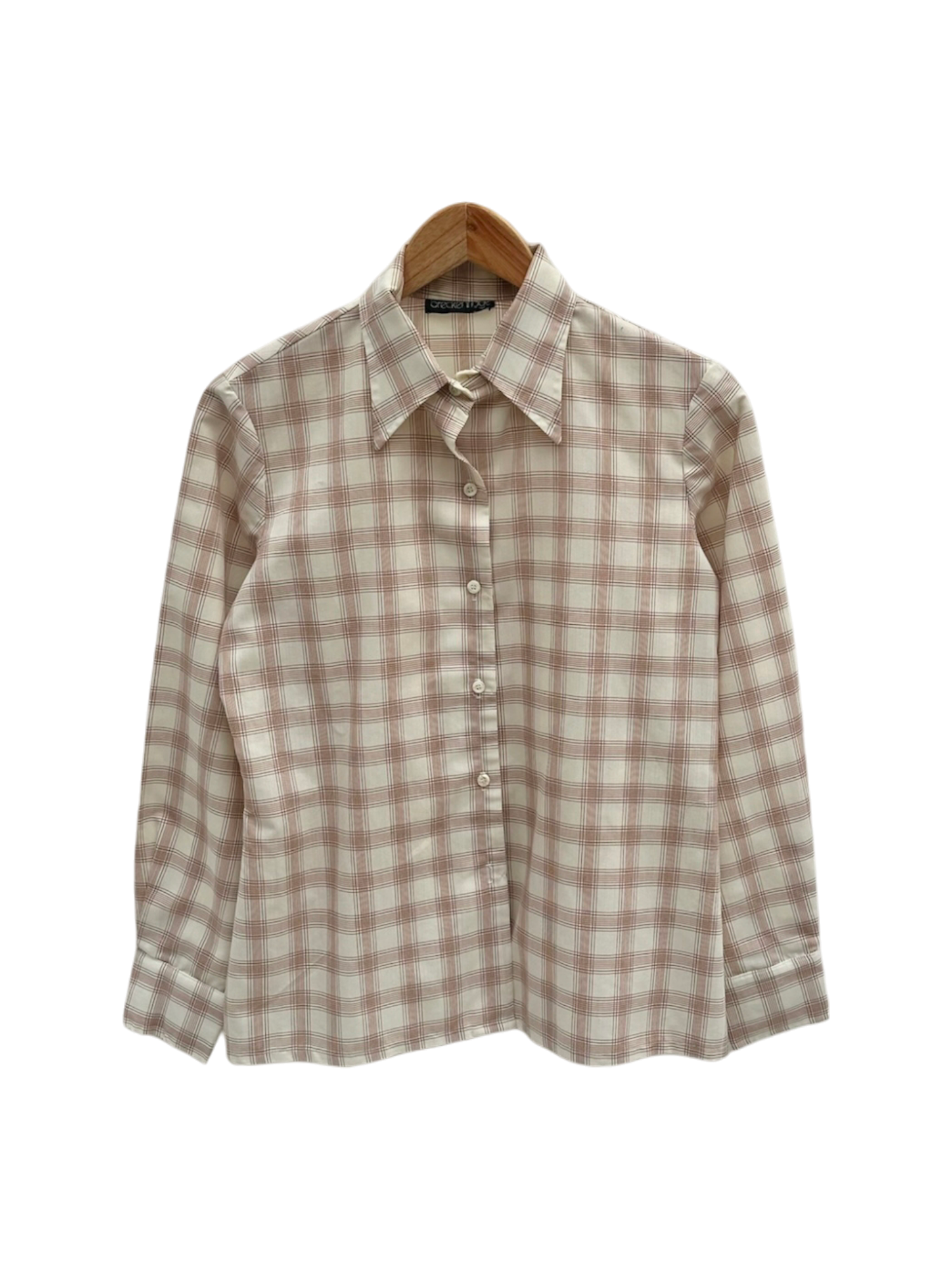 Vintage 90s Peach Plaid Button Up (M)
