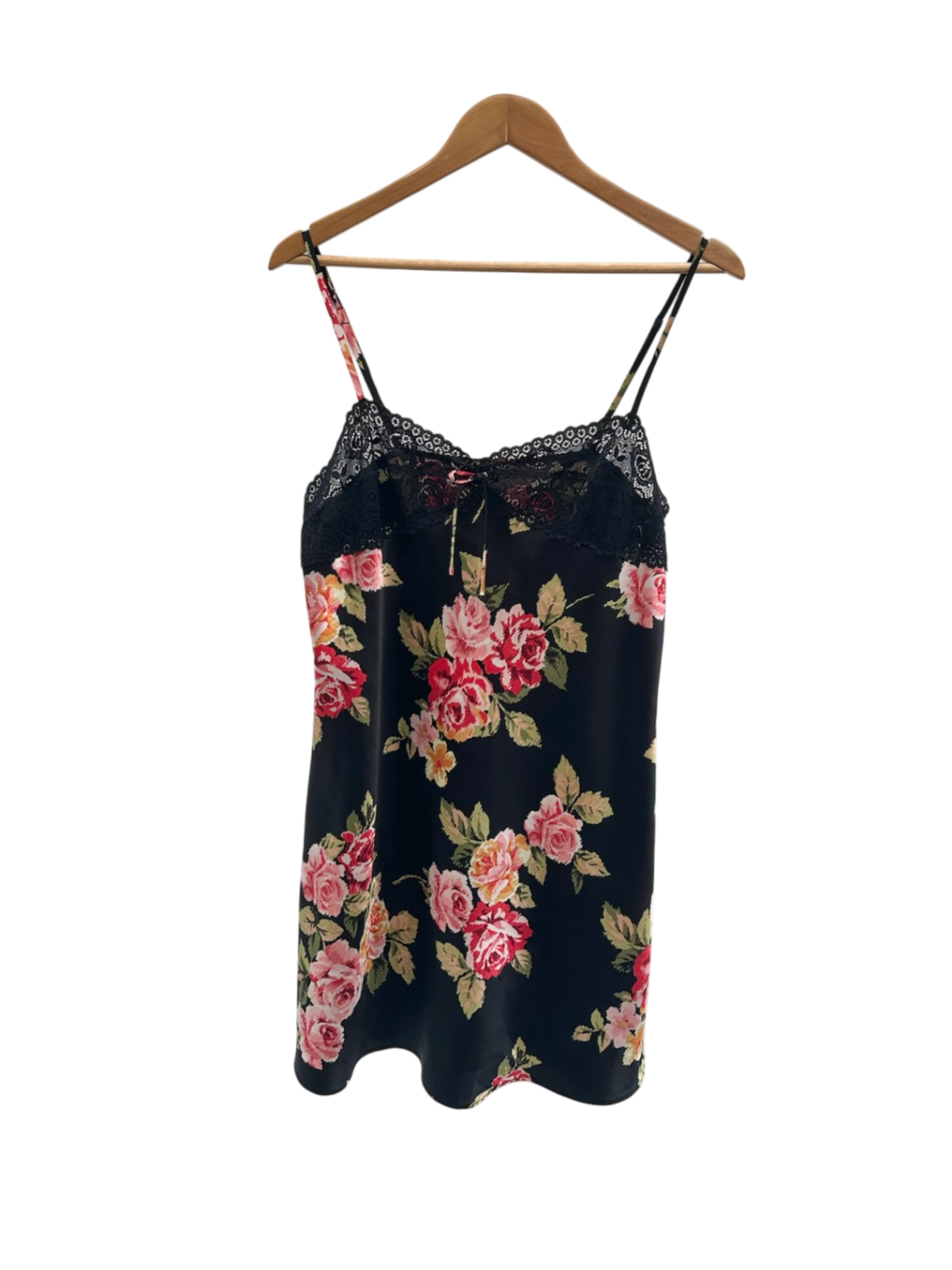 Vintage 90s Lace Floral Mini Slip Dress (M)