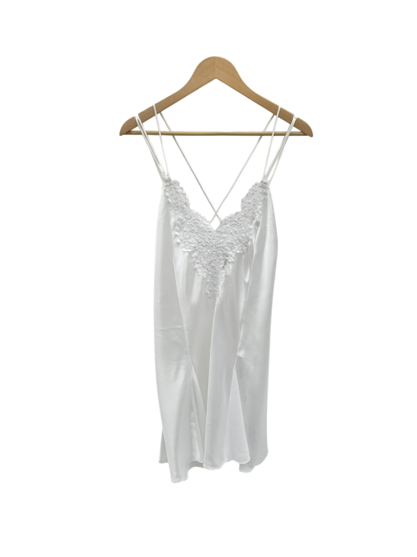 Vintage 90s Dainty Ivory Mini Slip Dress (L)