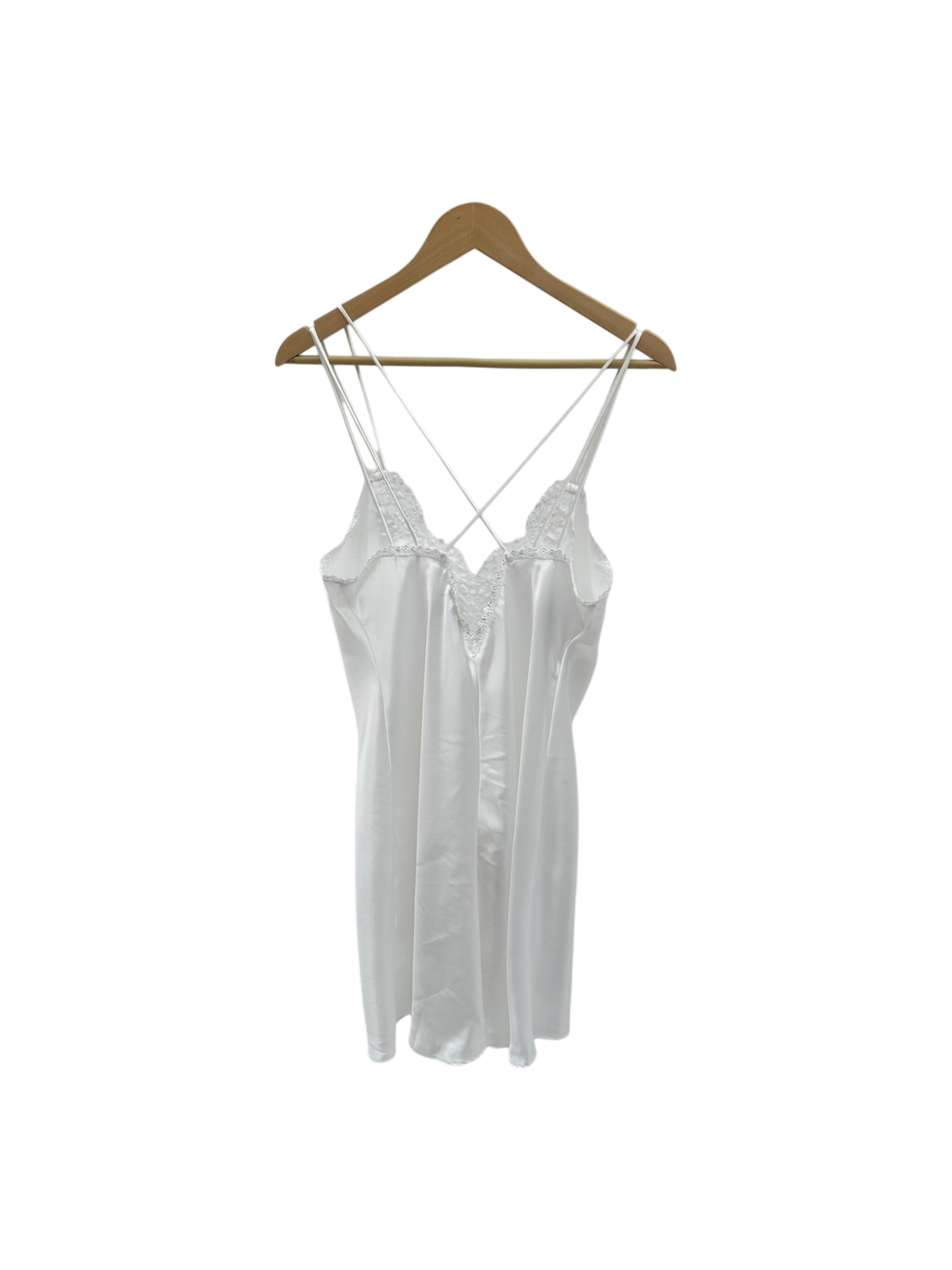 Vintage 90s Dainty Ivory Mini Slip Dress (L)