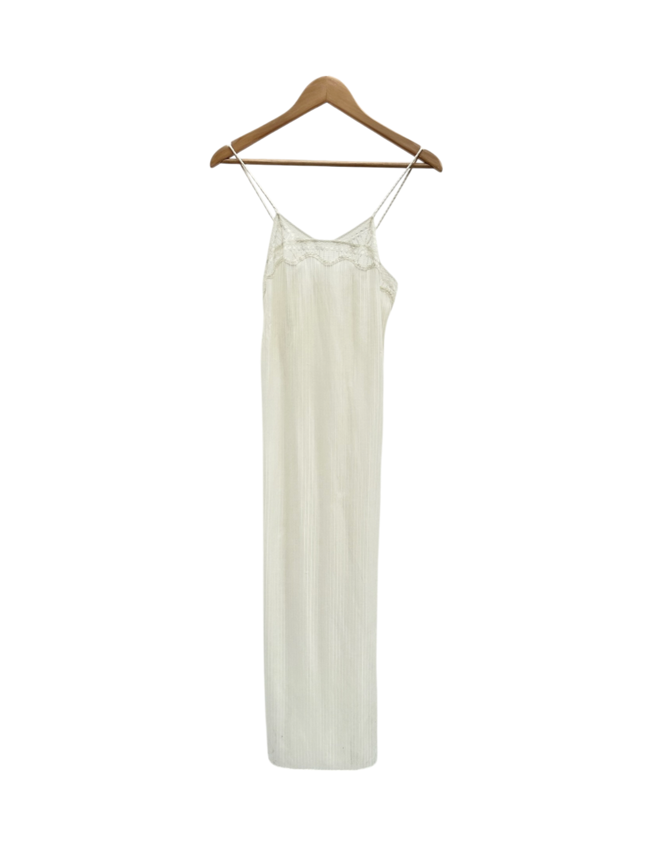 Vintage 90s Slinky Lace Striped Slip Dress (S)