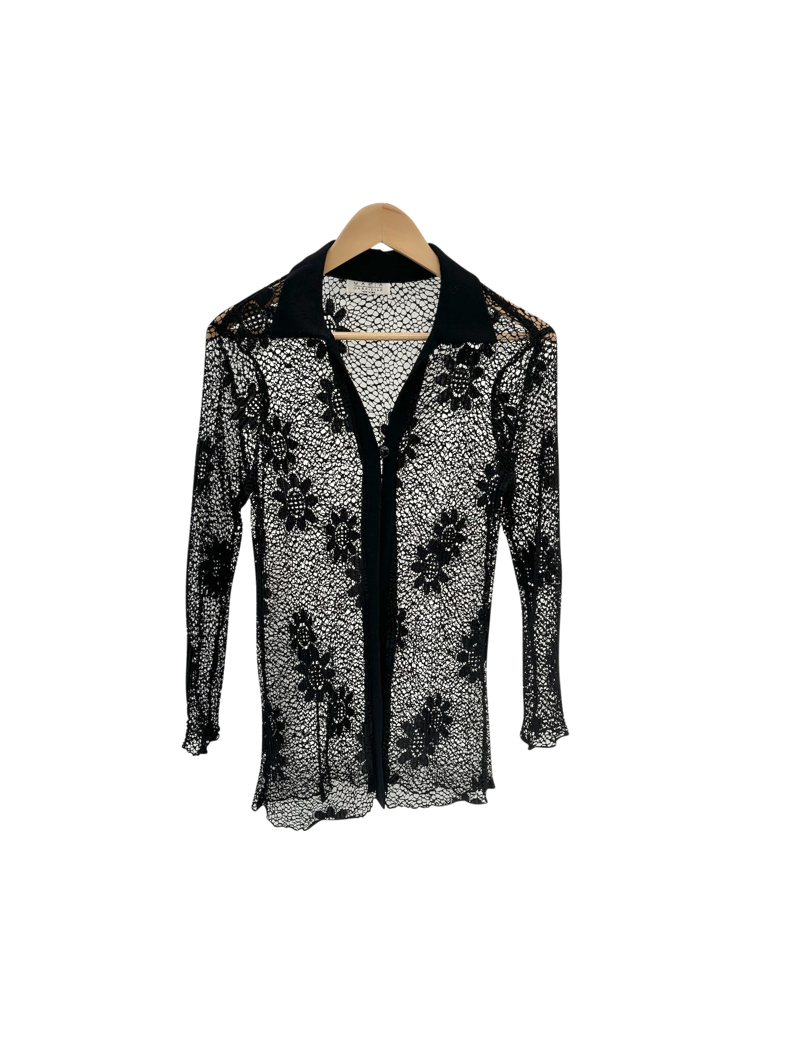 Vintage 90s Floral Sheer Lace Button Up (M)