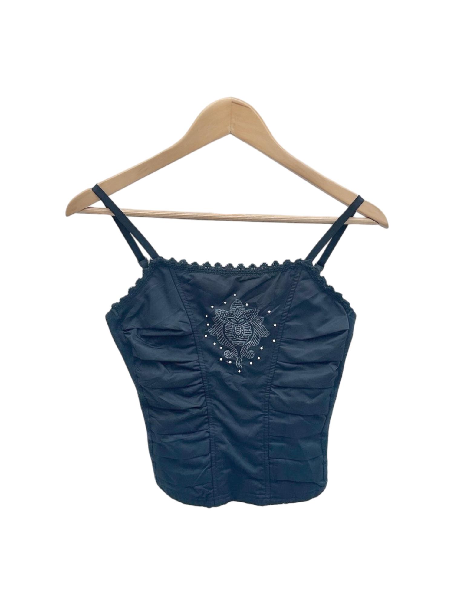 Vintage 90s Boho Beaded Ruched Cami (XS)