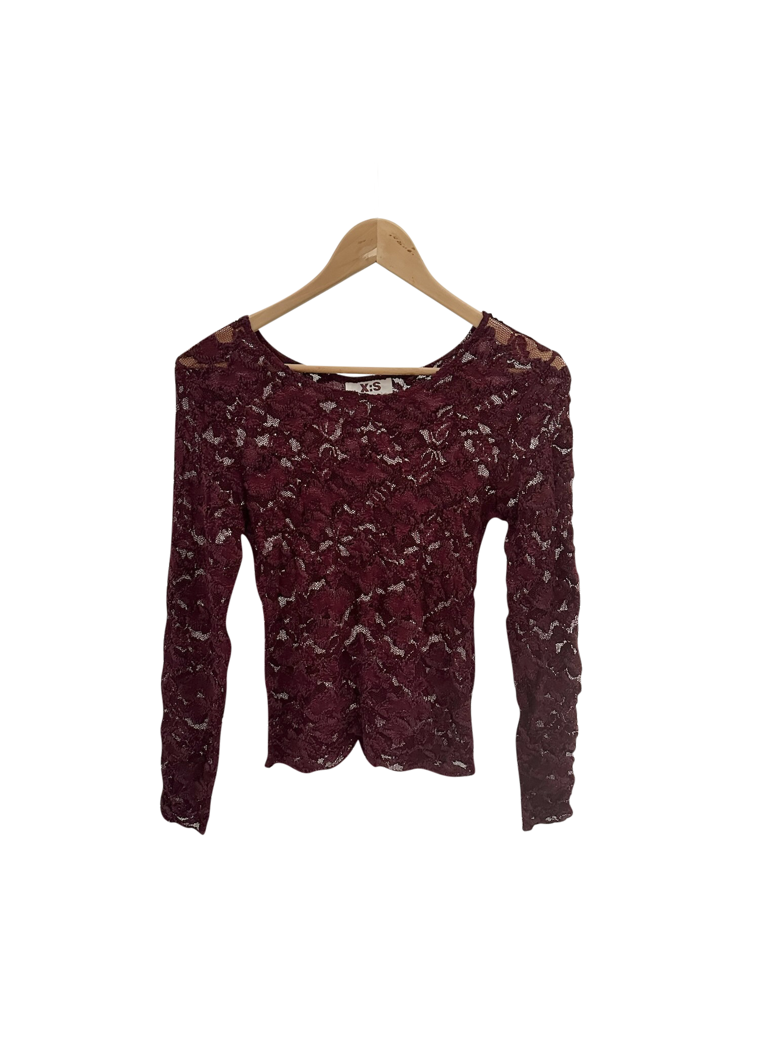 Vintage 90s Plum Lace Knit Long Sleeve (S)