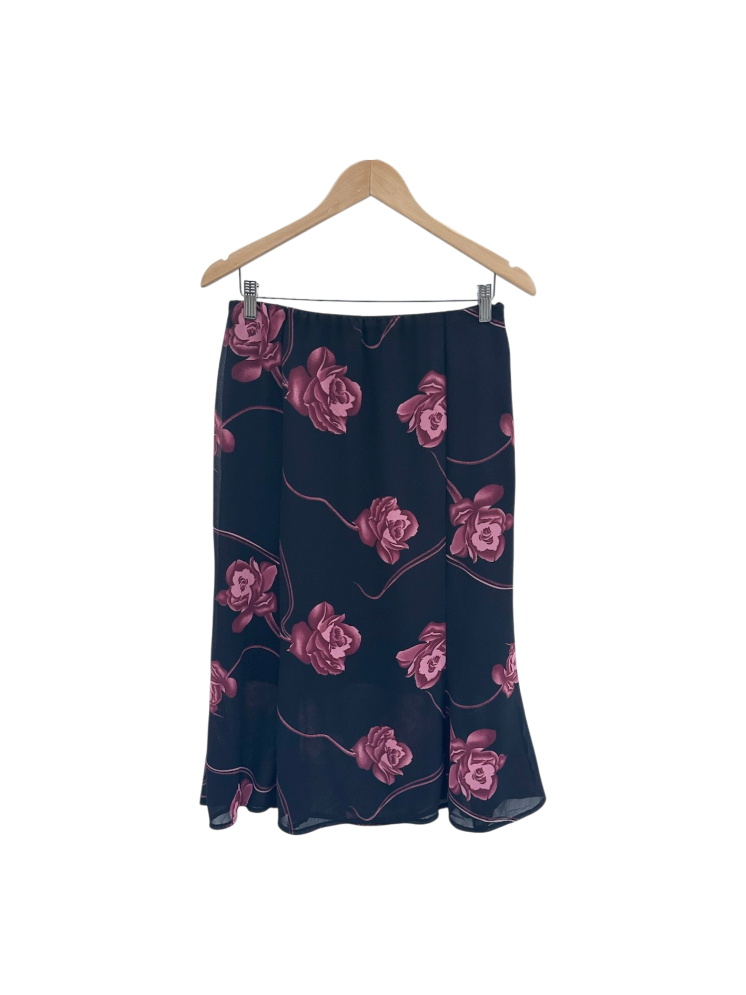 Vintage 90s Retro Floral Midi Skirt (M)