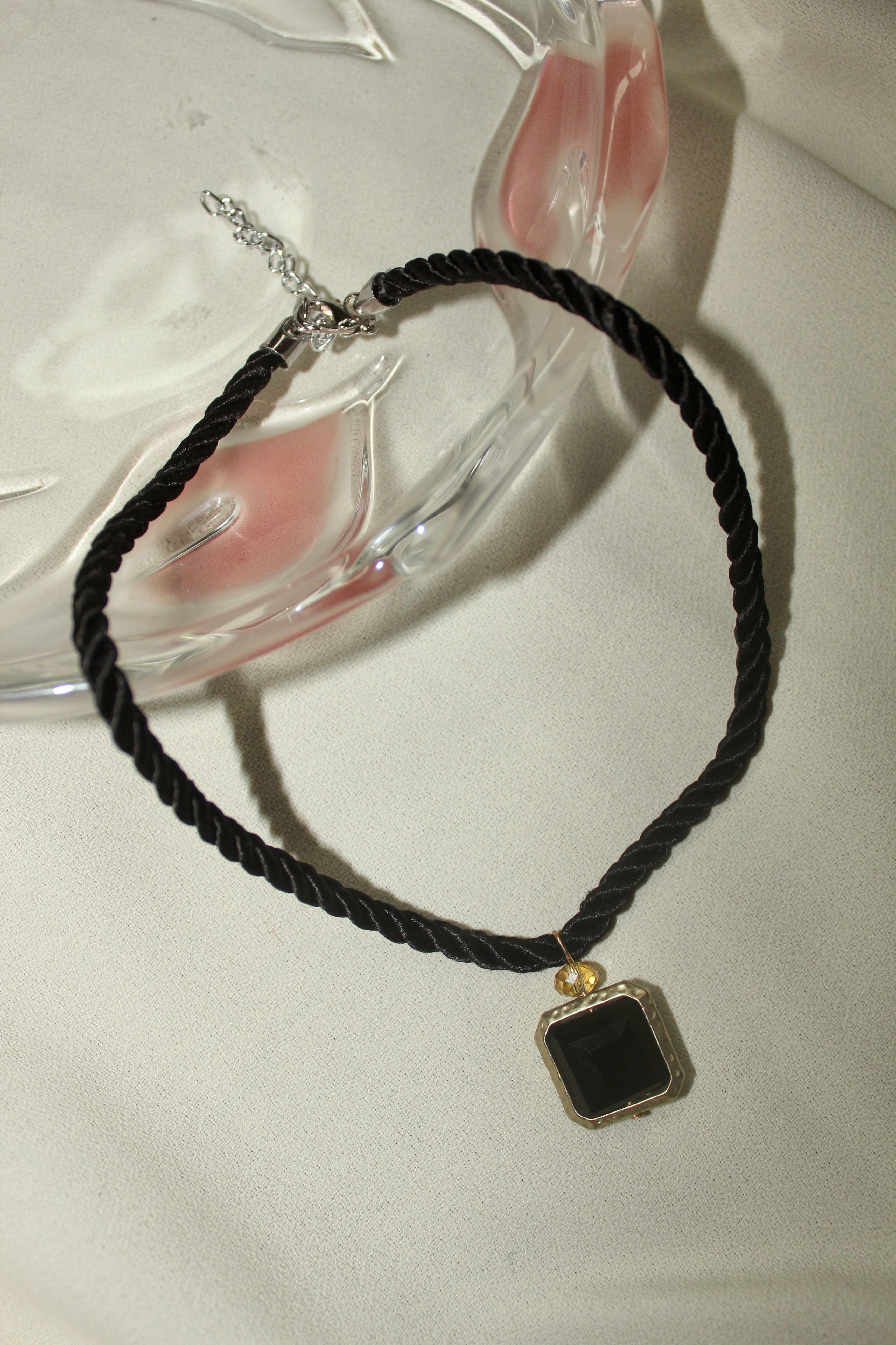 Vintage Square Jewel Stone Rope Choker
