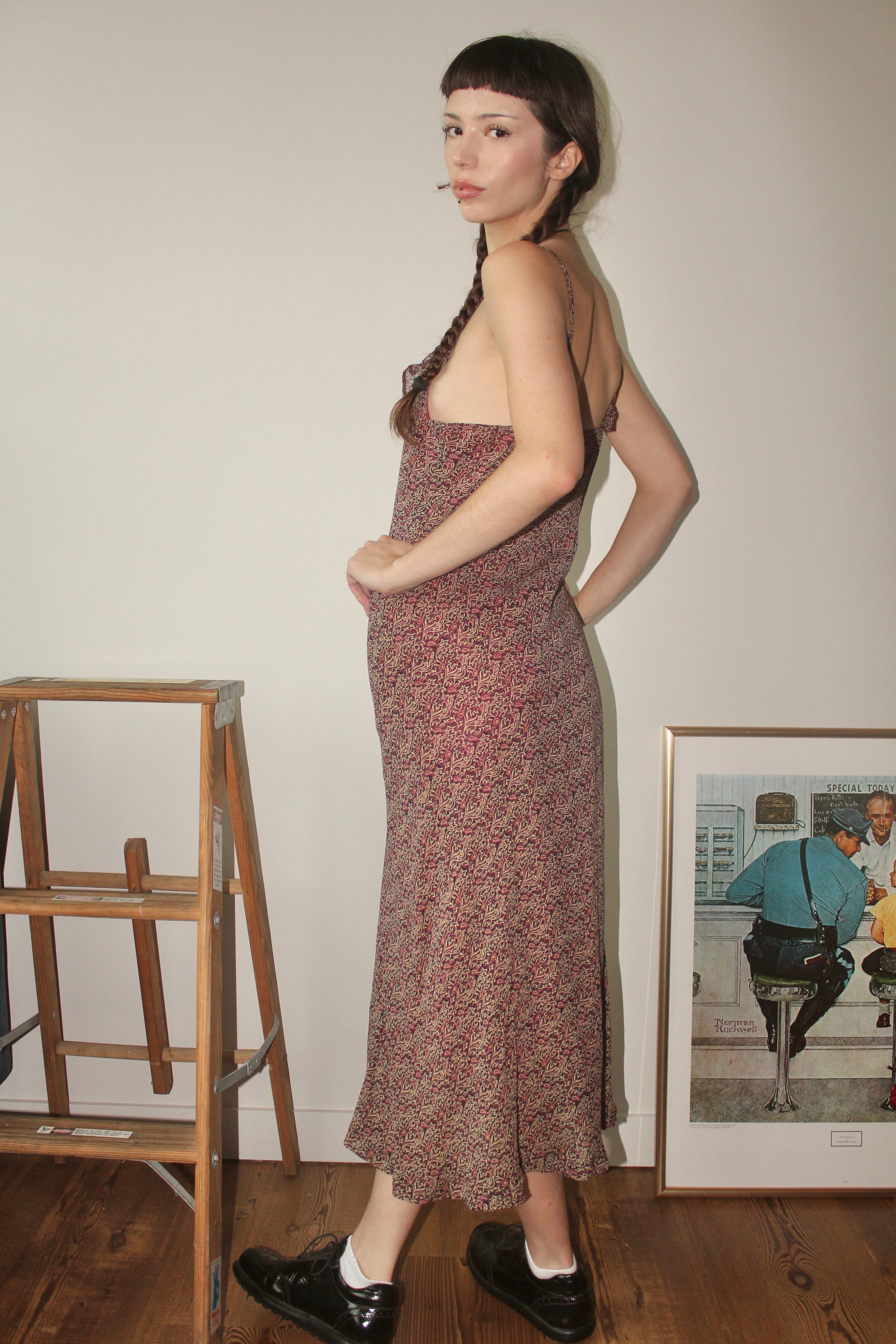 Vintage 90s Floral Midi Dress (S-M)