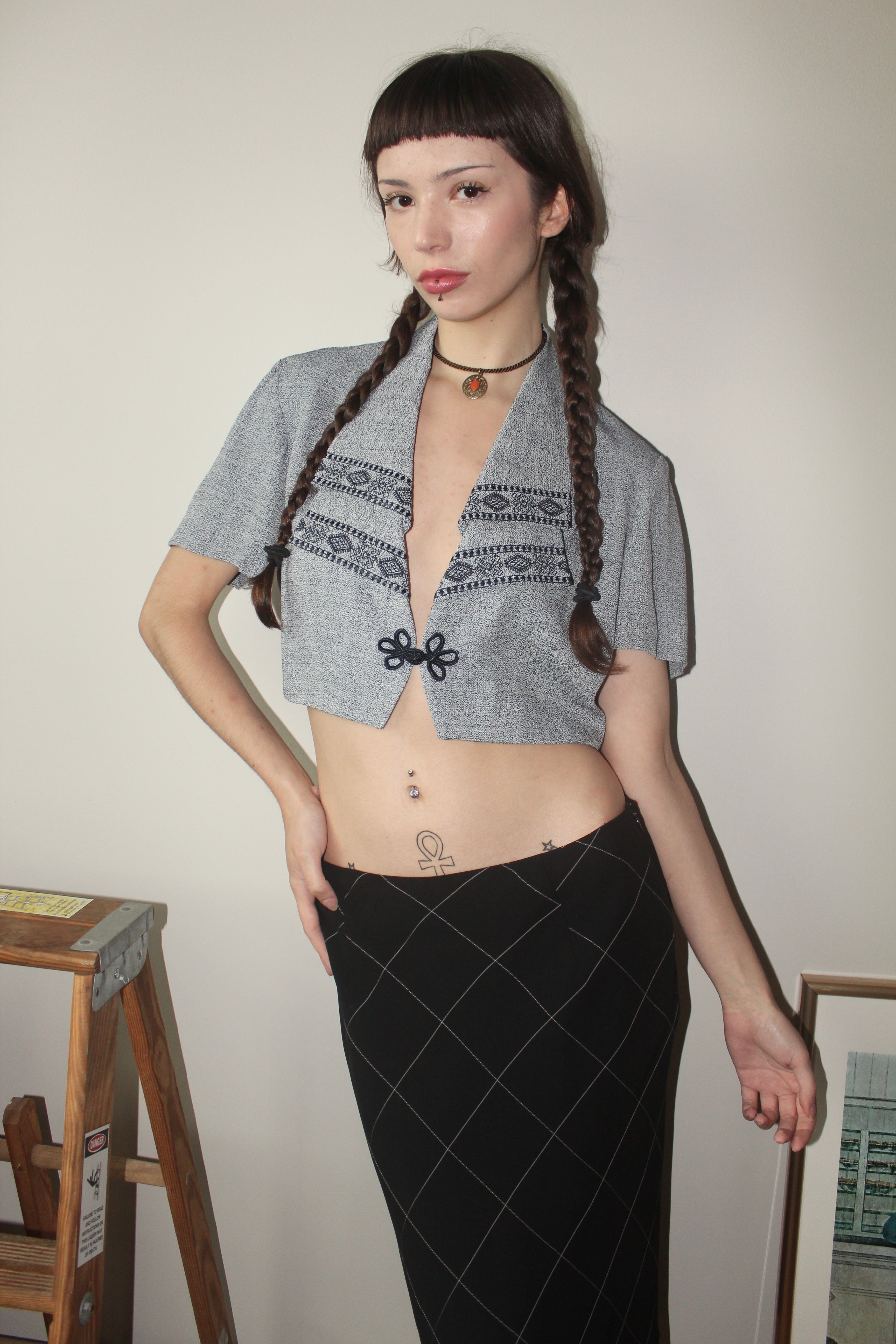 Vintage 90s Cropped Suit Blazer Top (M)