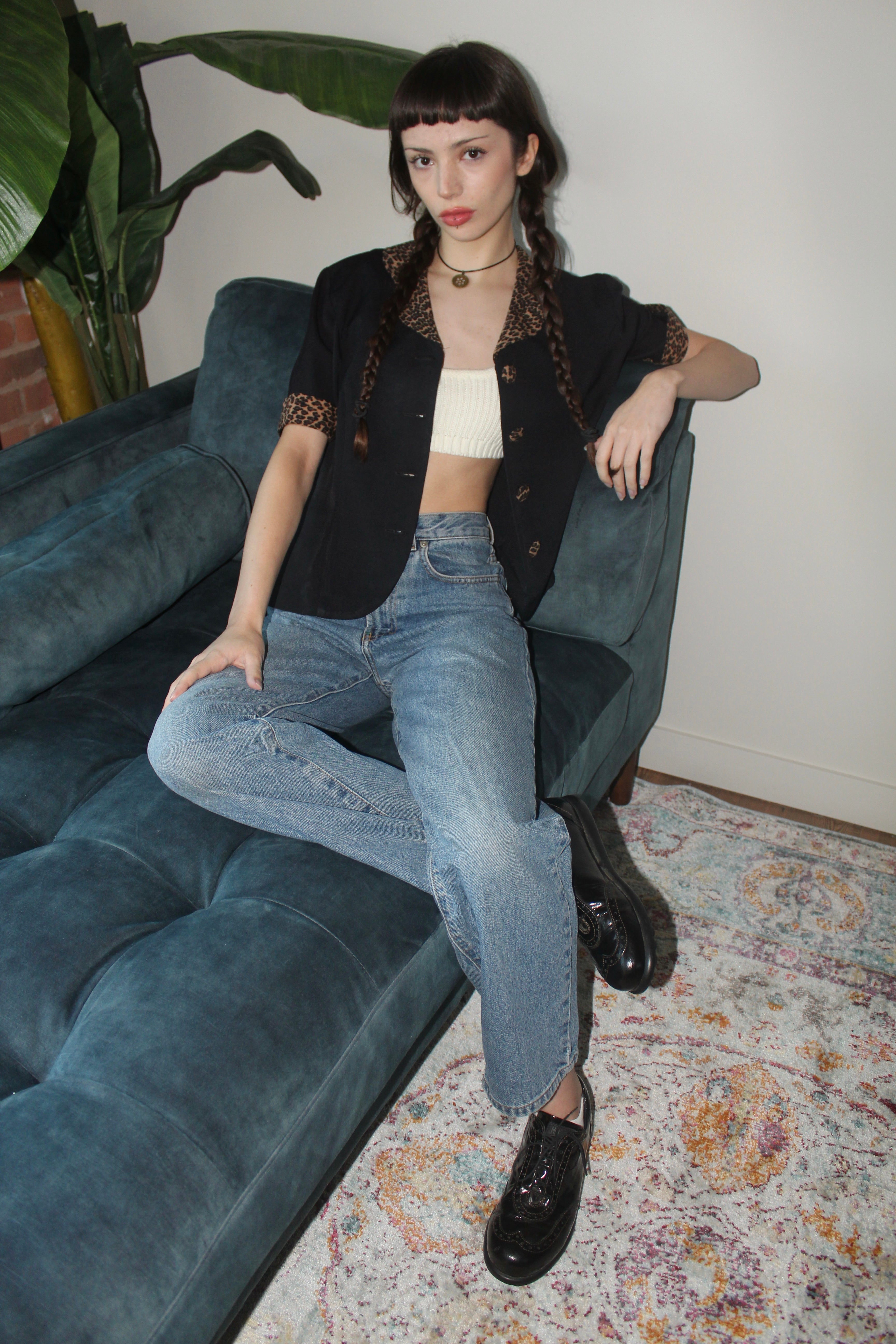 Vintage 90s Cheetah Printed Blazer Top (S-M)