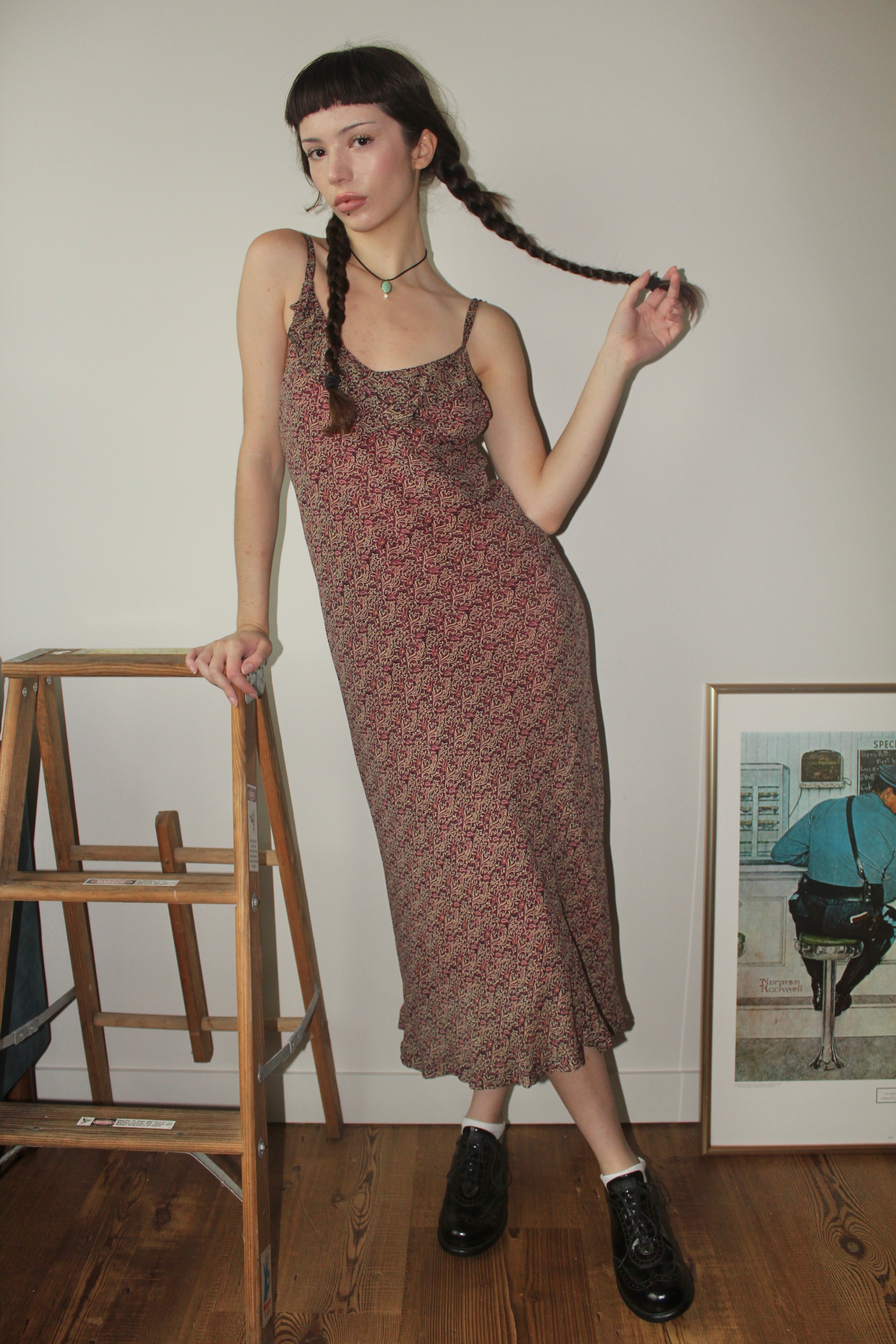 Vintage 90s Floral Midi Dress (S-M)