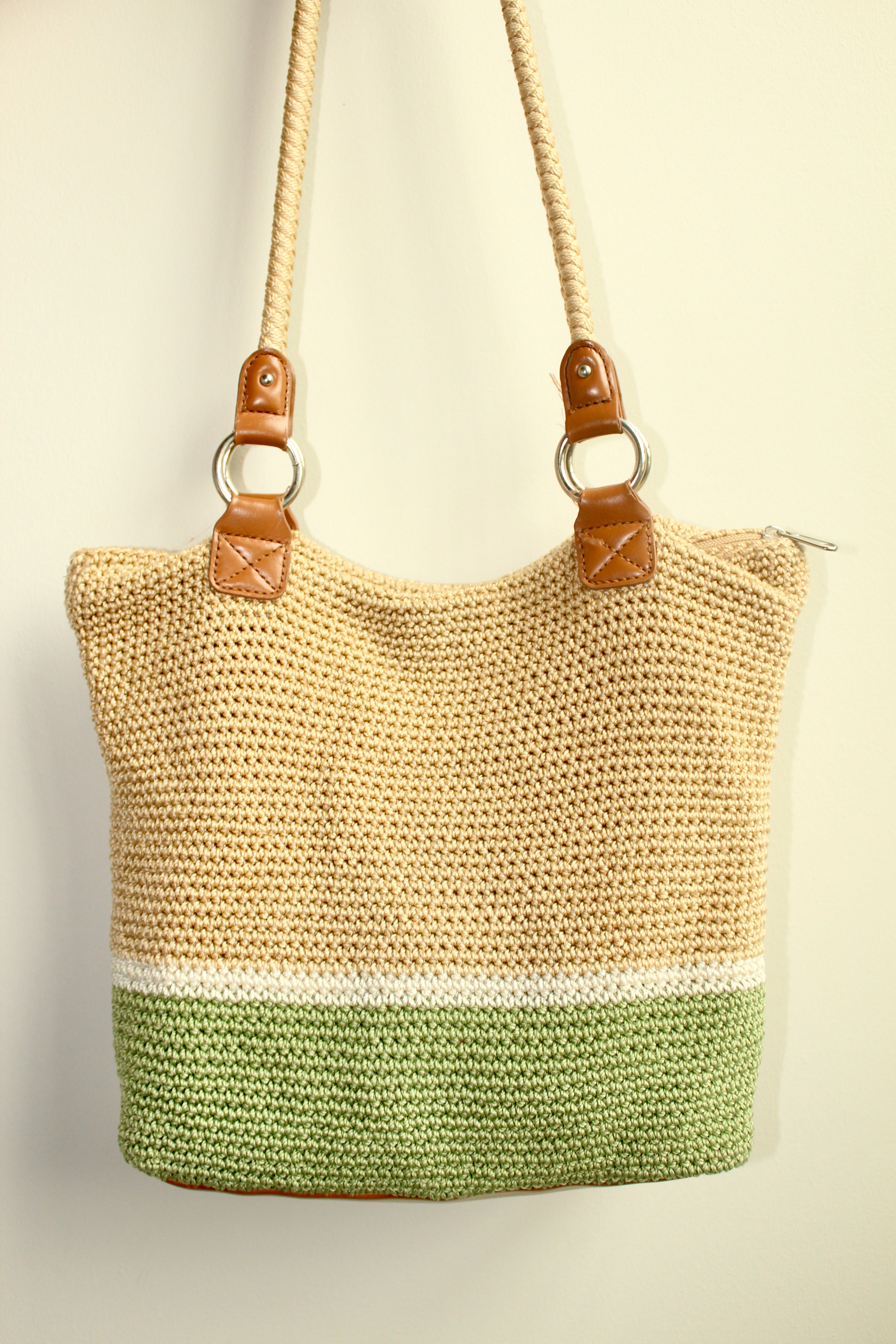 Colorblock Knit Tote Bag