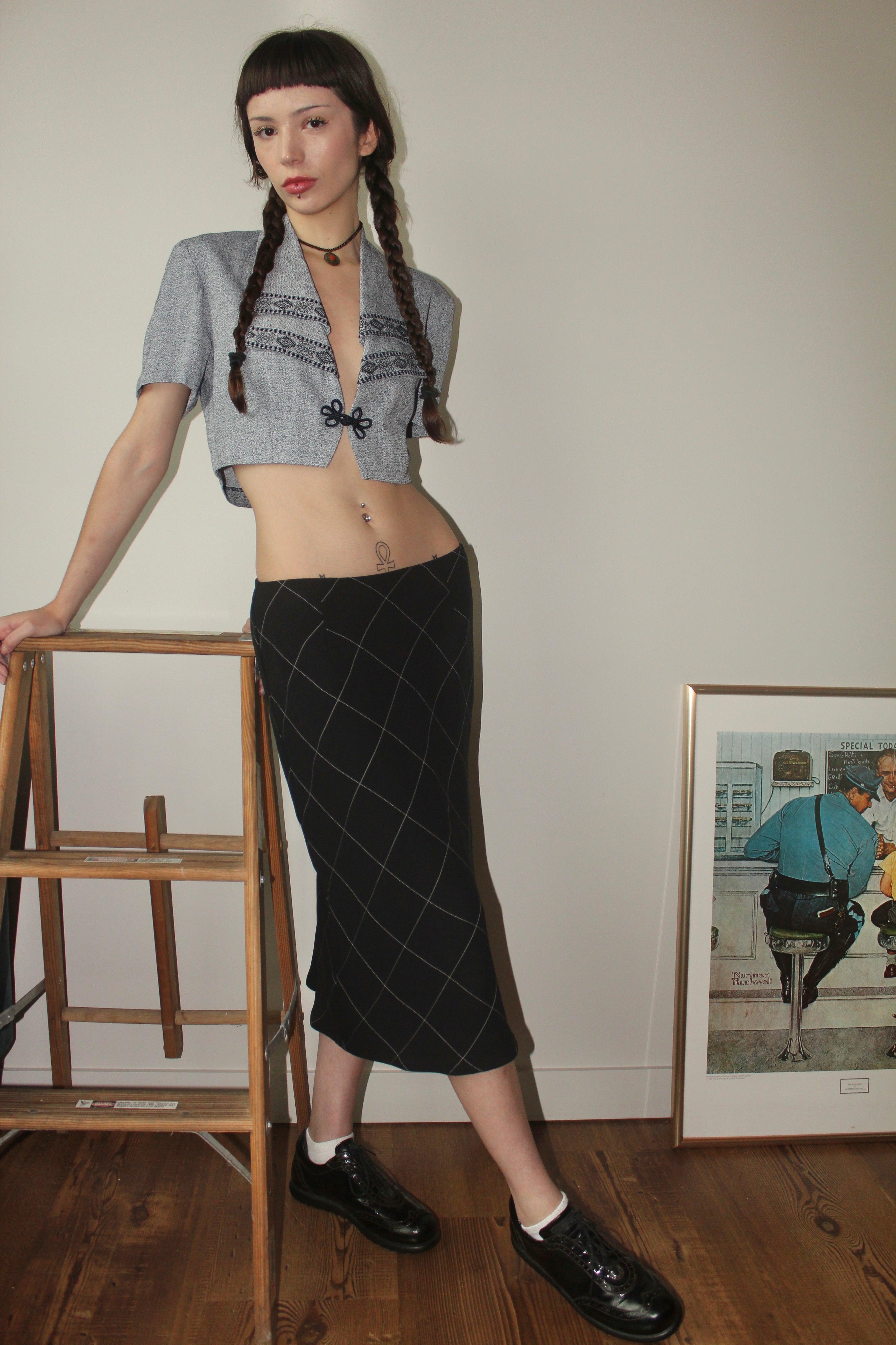 Vintage 90s Plaid Midi Skirt (M)