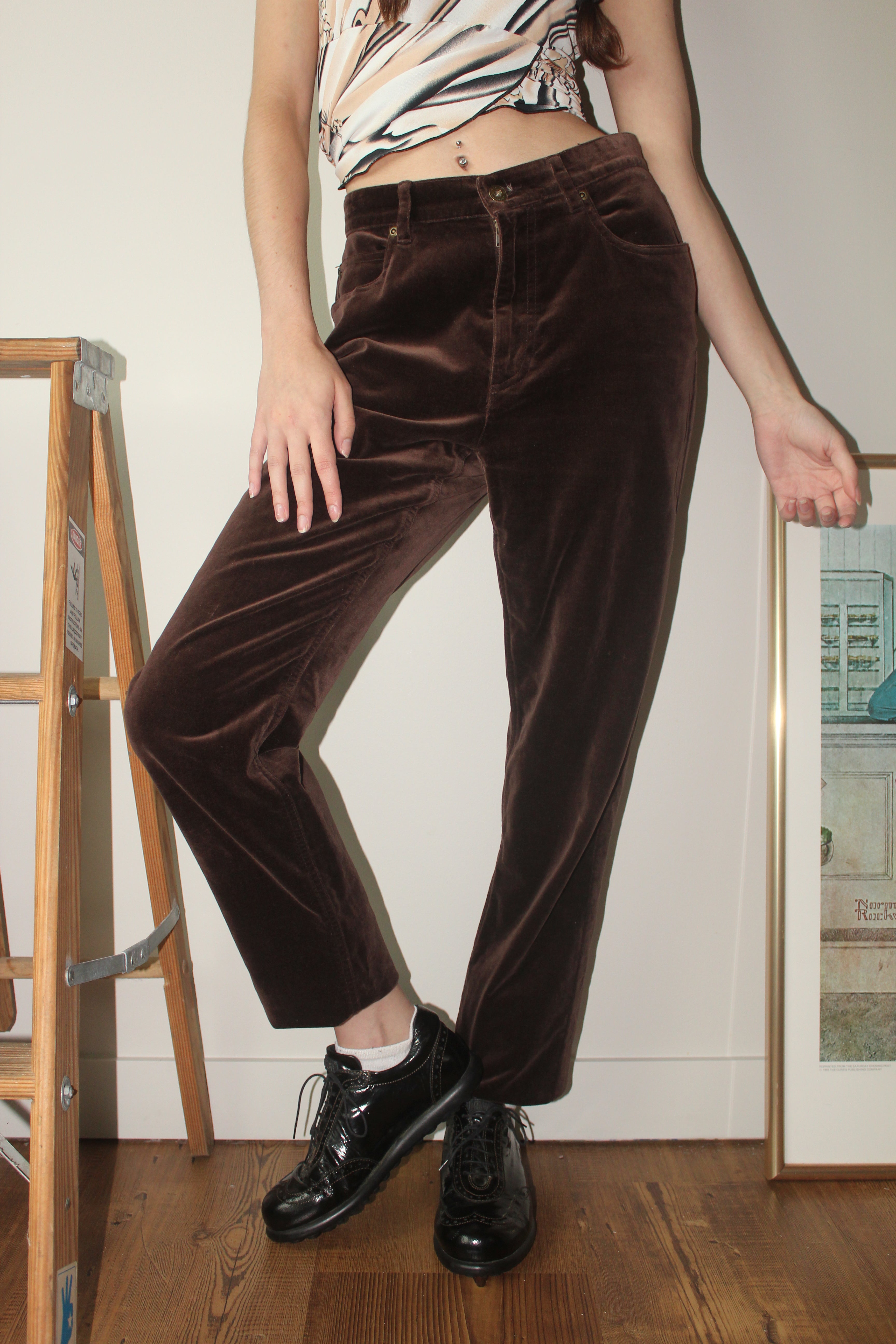 Vintage 90s Chocolate Corduroy Trousers (S-M)