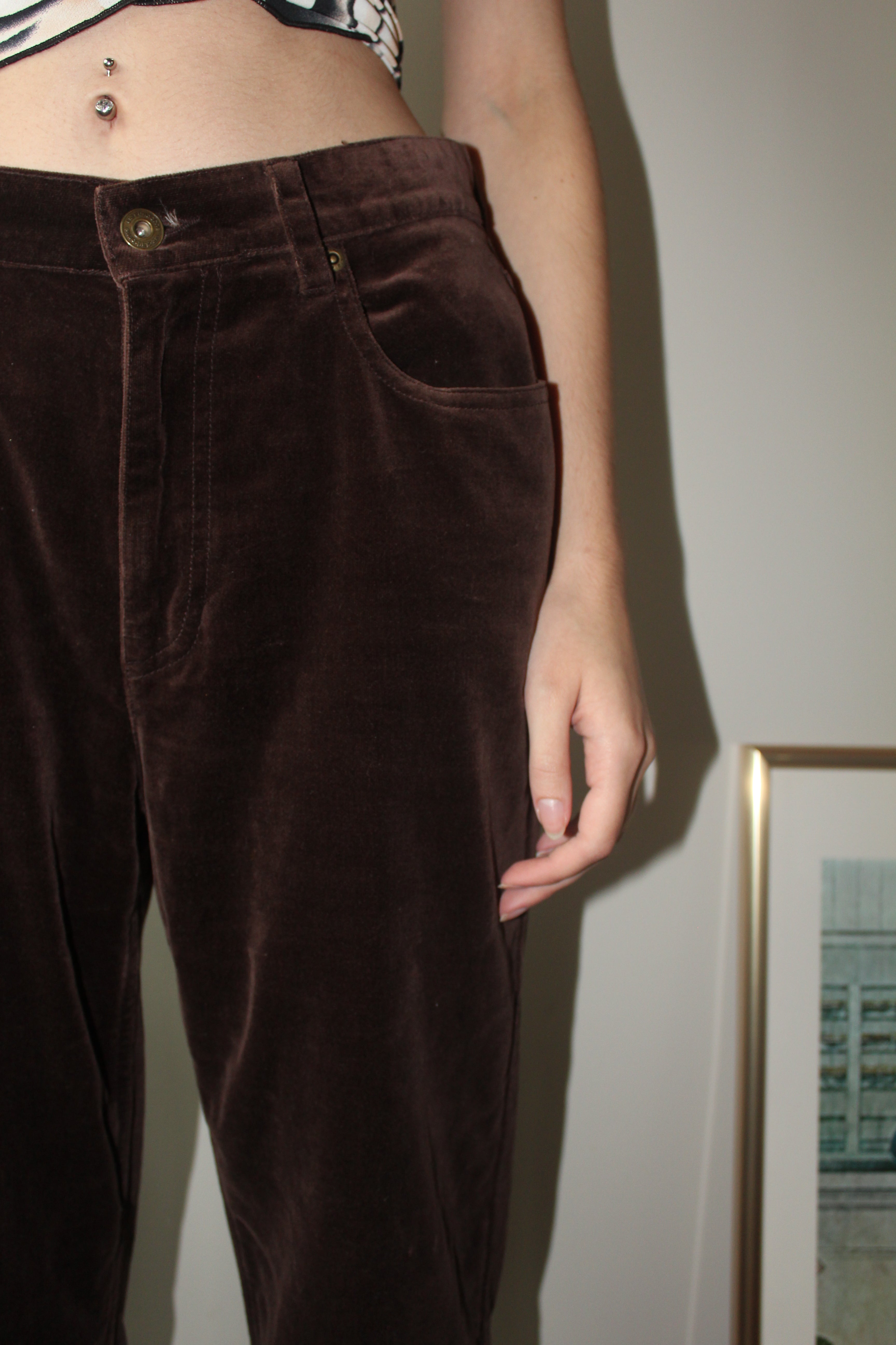 Vintage 90s Chocolate Corduroy Trousers (S-M)