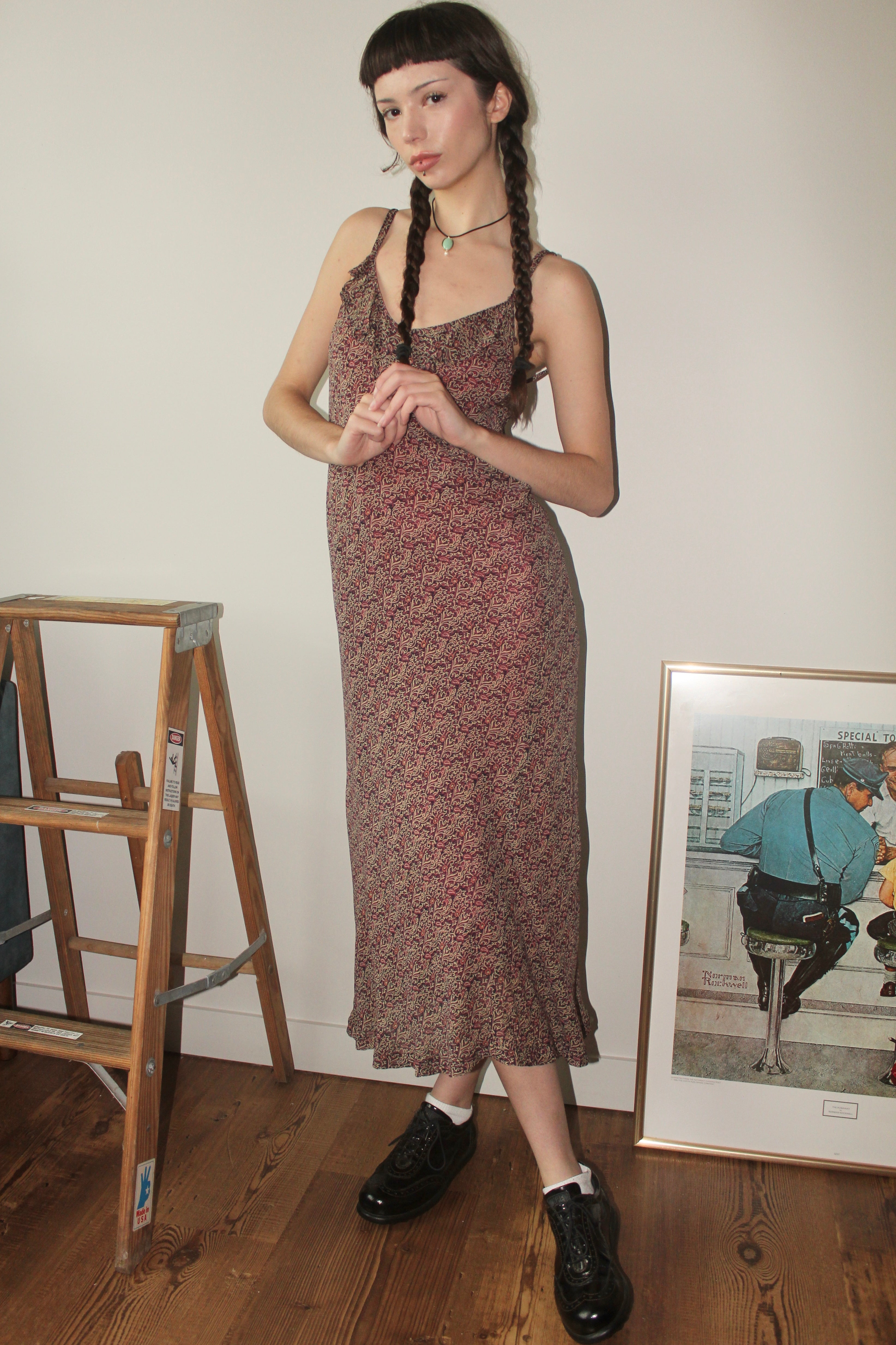 Vintage 90s Floral Midi Dress (S-M)