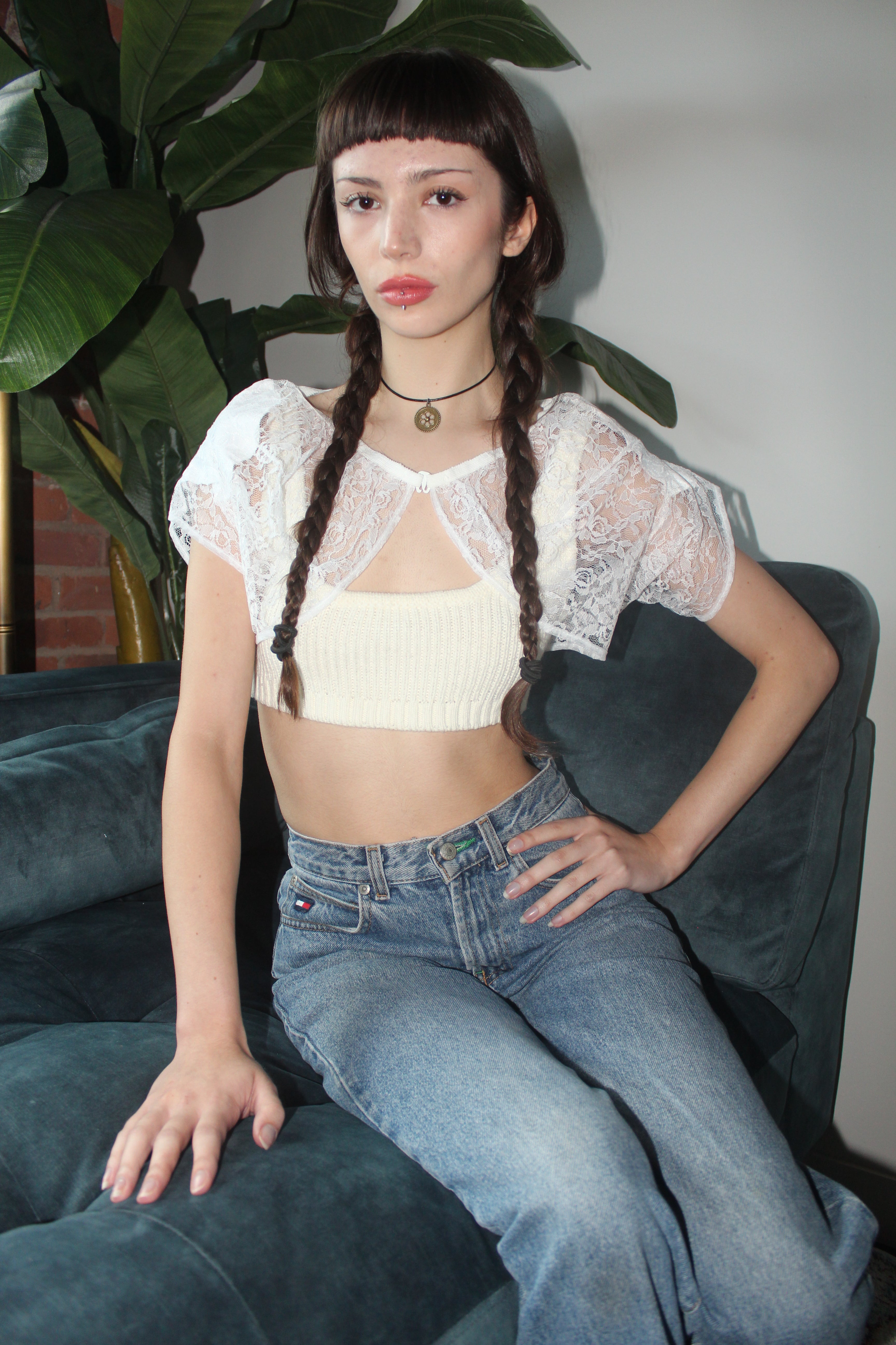 Vintage 60s Cropped Lace Bolero (S)