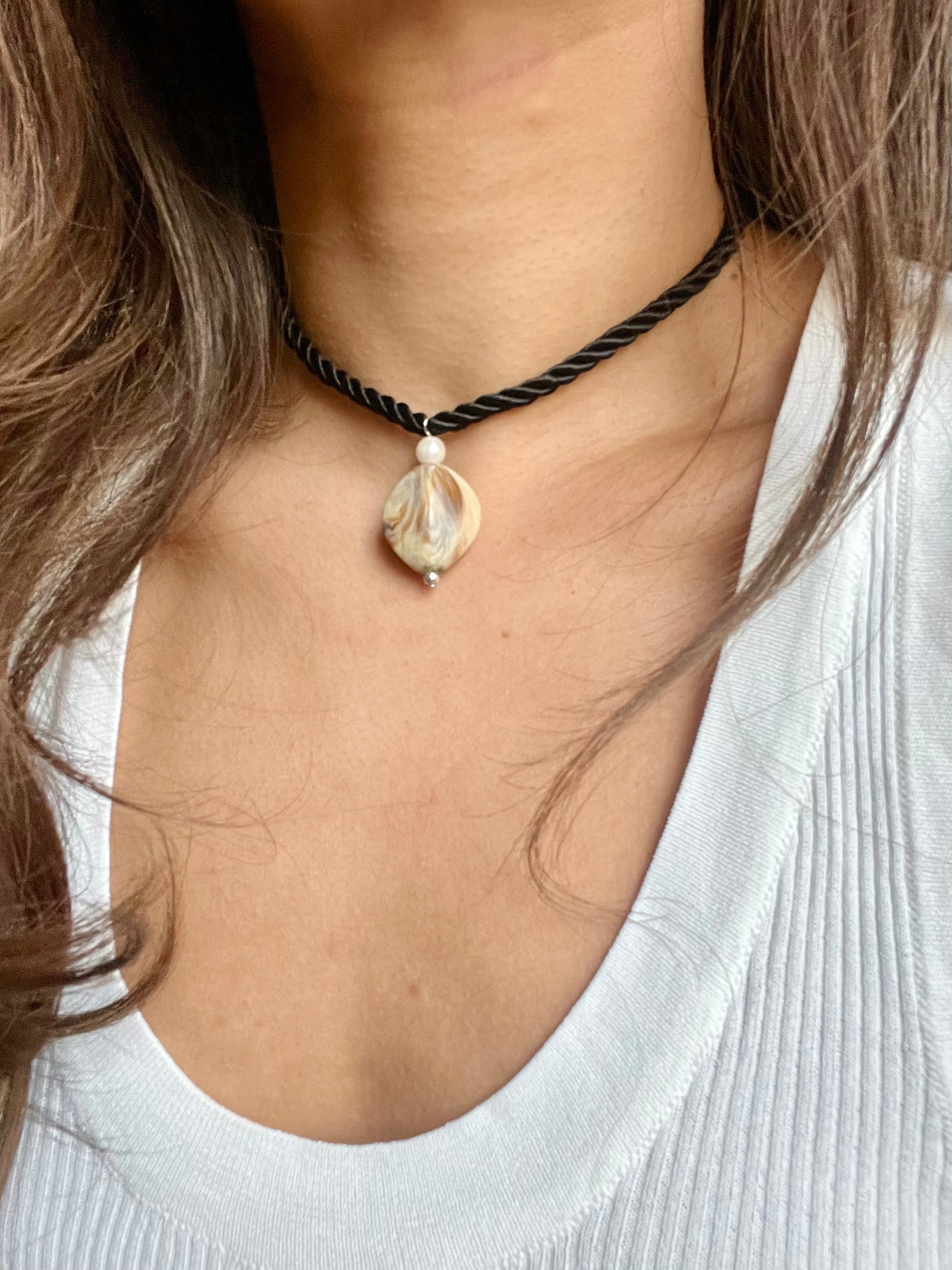 Stone Pendant Rope Choker