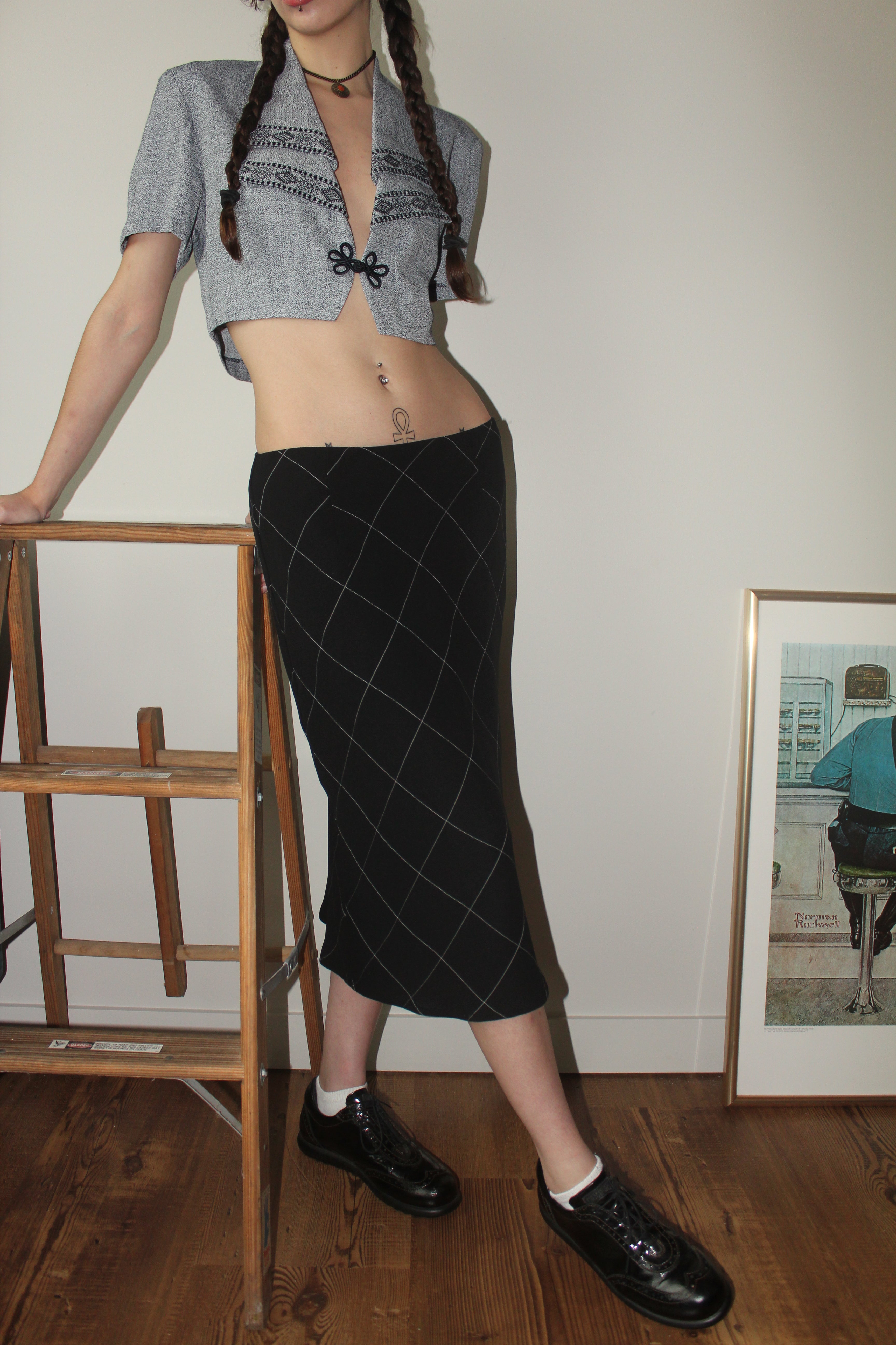 Vintage 90s Plaid Midi Skirt (M)