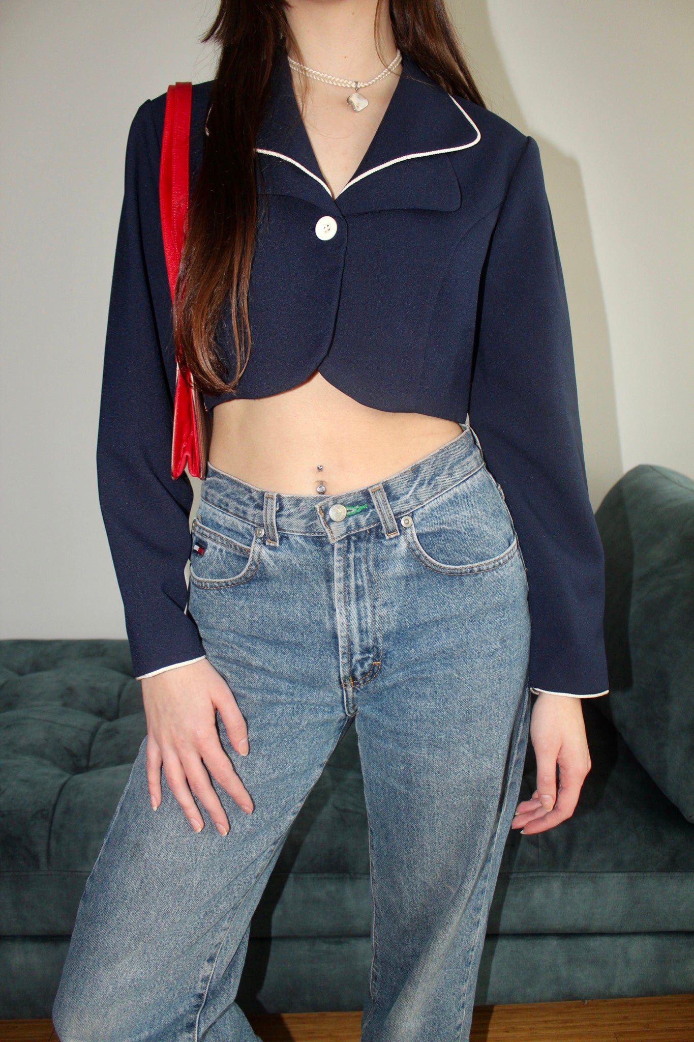 Vintage 90s Sailor Cropped Blazer (S)
