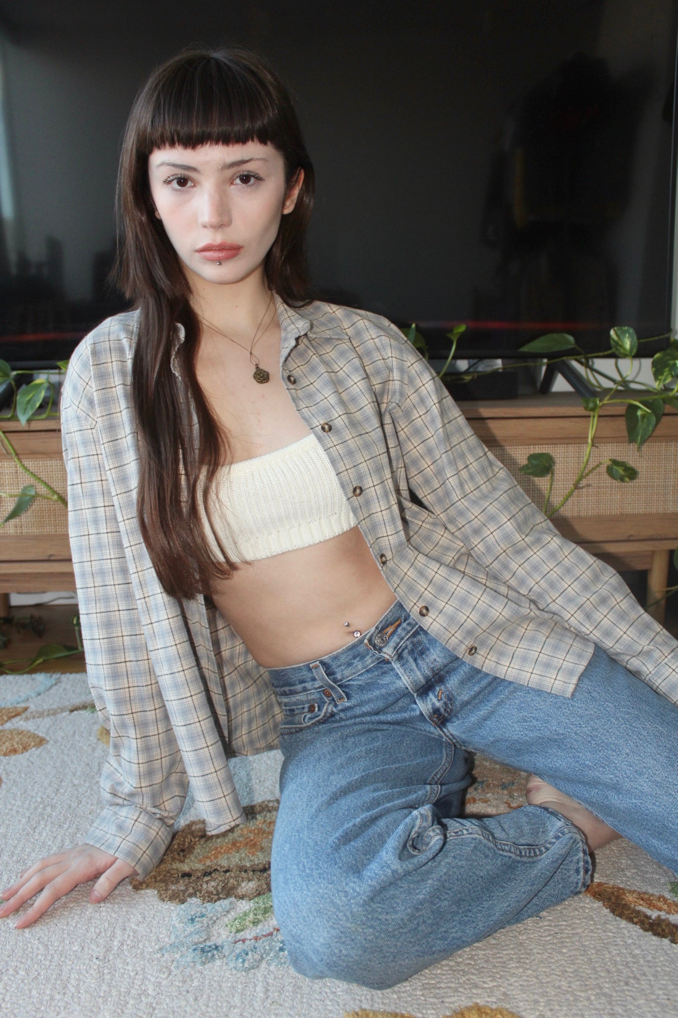Vintage 90s Plaid Button Up (S)