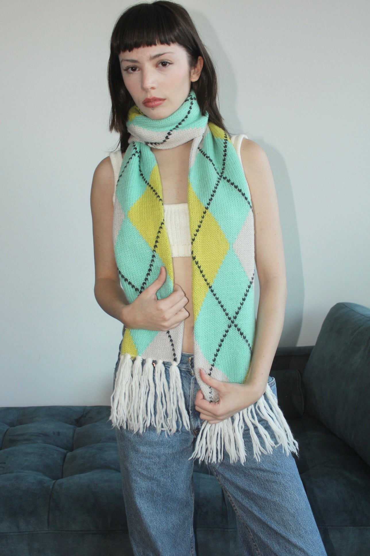 Vintage Retro Argyle Scarf