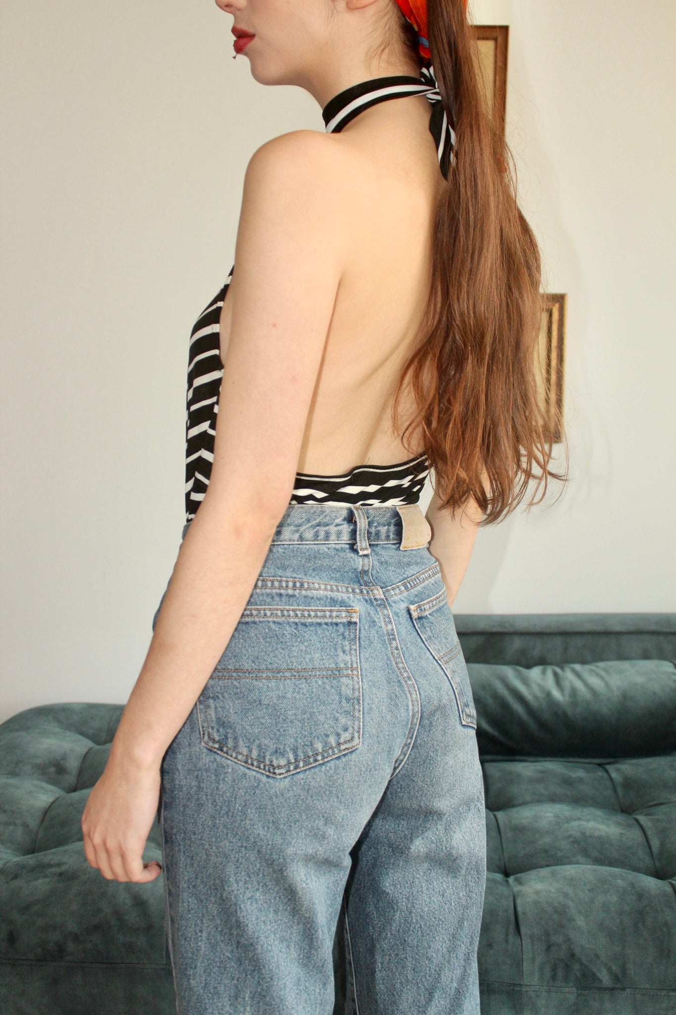 Vintage 90s Groovy Striped Halter Top (M)